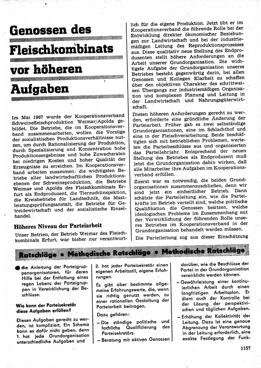 Neuer Weg (NW), Organ des Zentralkomitees (ZK) der SED (Sozialistische Einheitspartei Deutschlands) für Fragen des Parteilebens, 22. Jahrgang [Deutsche Demokratische Republik (DDR)] 1967, Seite 1157 (NW ZK SED DDR 1967, S. 1157)
