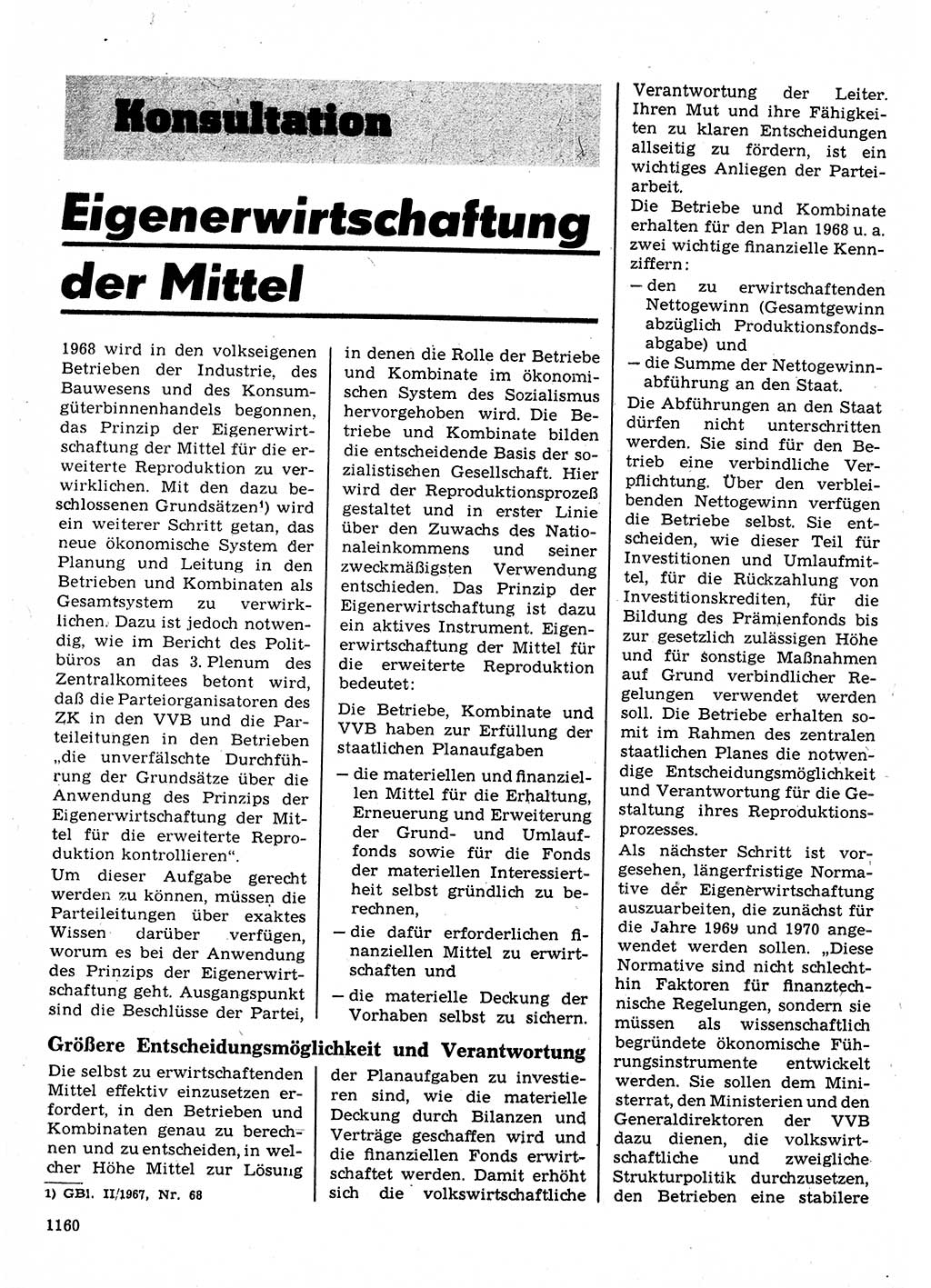 Neuer Weg (NW), Organ des Zentralkomitees (ZK) der SED (Sozialistische Einheitspartei Deutschlands) für Fragen des Parteilebens, 22. Jahrgang [Deutsche Demokratische Republik (DDR)] 1967, Seite 1160 (NW ZK SED DDR 1967, S. 1160)