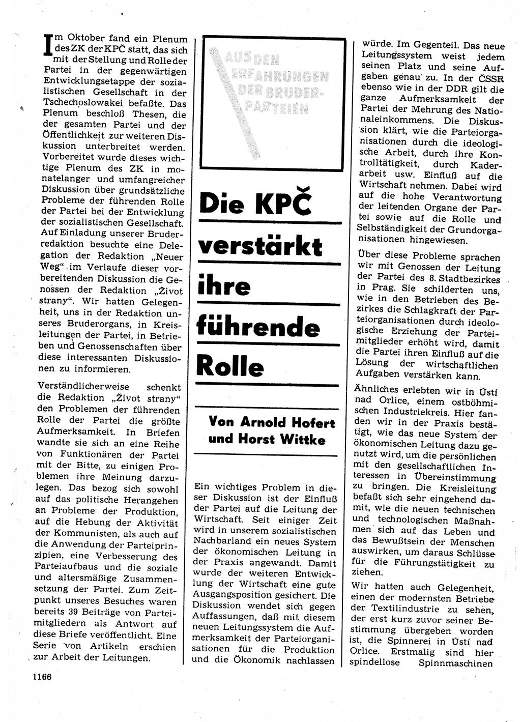 Neuer Weg (NW), Organ des Zentralkomitees (ZK) der SED (Sozialistische Einheitspartei Deutschlands) für Fragen des Parteilebens, 22. Jahrgang [Deutsche Demokratische Republik (DDR)] 1967, Seite 1166 (NW ZK SED DDR 1967, S. 1166)