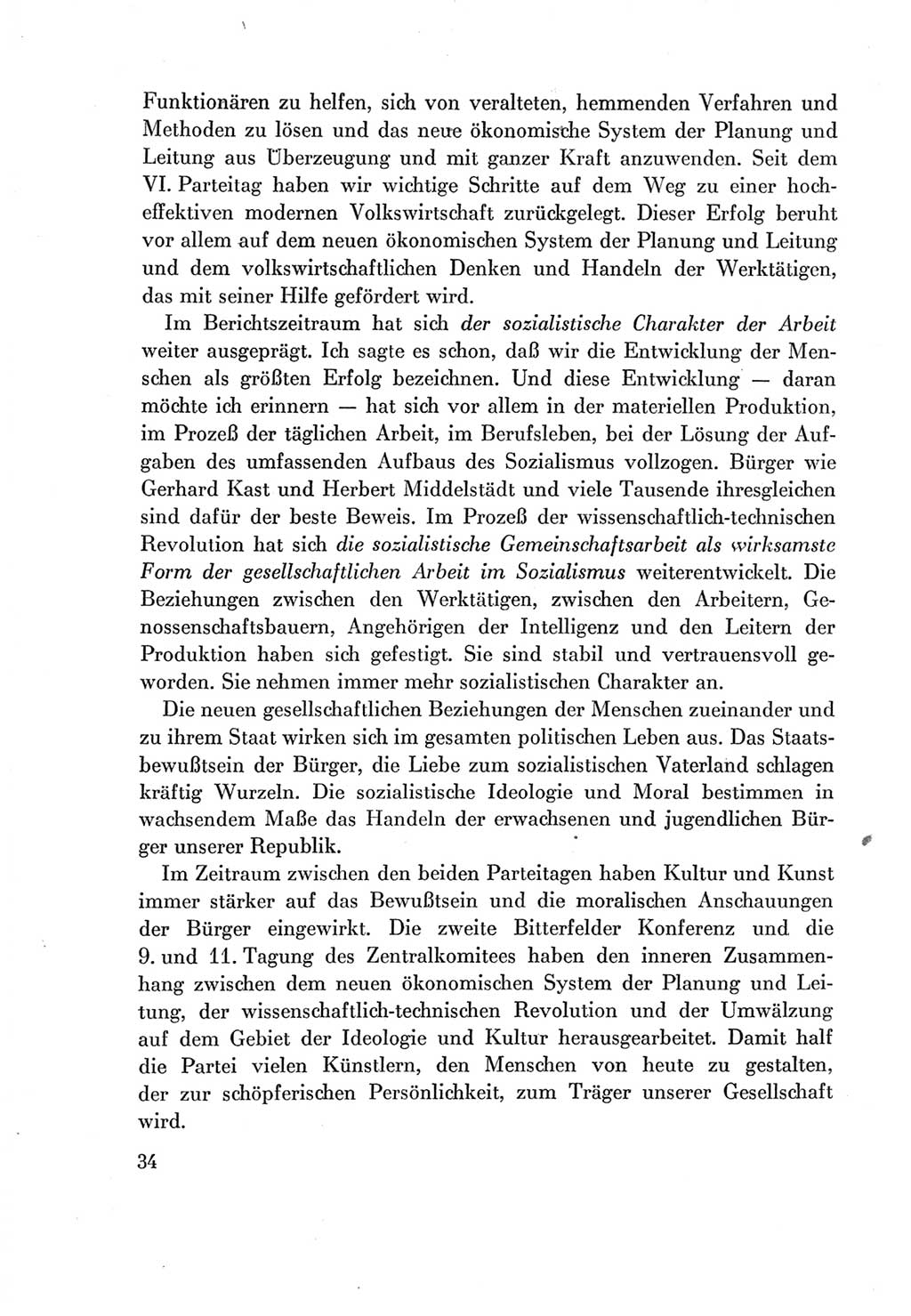 Protokoll der Verhandlungen des Ⅶ. Parteitages der Sozialistischen Einheitspartei Deutschlands (SED) [Deutsche Demokratische Republik (DDR)] 1967, Band Ⅰ, Seite 34 (Prot. Verh. Ⅶ. PT SED DDR 1967, Bd. Ⅰ, S. 34)