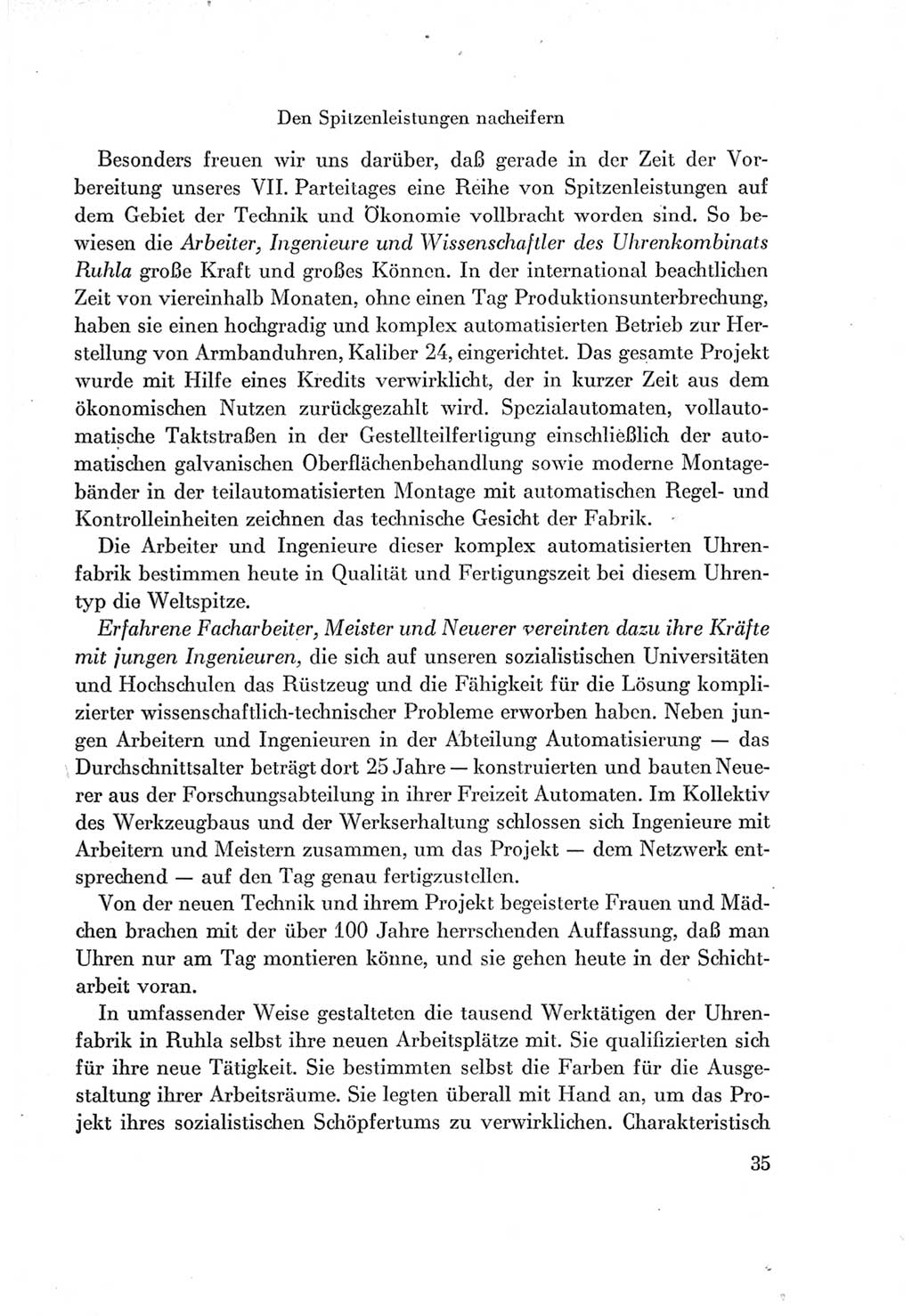 Protokoll der Verhandlungen des Ⅶ. Parteitages der Sozialistischen Einheitspartei Deutschlands (SED) [Deutsche Demokratische Republik (DDR)] 1967, Band Ⅰ, Seite 35 (Prot. Verh. Ⅶ. PT SED DDR 1967, Bd. Ⅰ, S. 35)