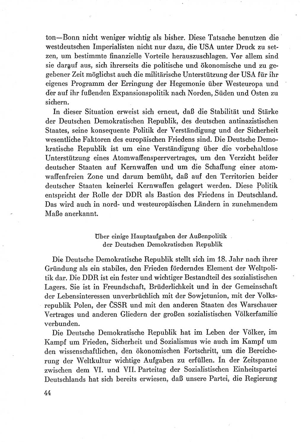 Protokoll der Verhandlungen des Ⅶ. Parteitages der Sozialistischen Einheitspartei Deutschlands (SED) [Deutsche Demokratische Republik (DDR)] 1967, Band Ⅰ, Seite 44 (Prot. Verh. Ⅶ. PT SED DDR 1967, Bd. Ⅰ, S. 44)