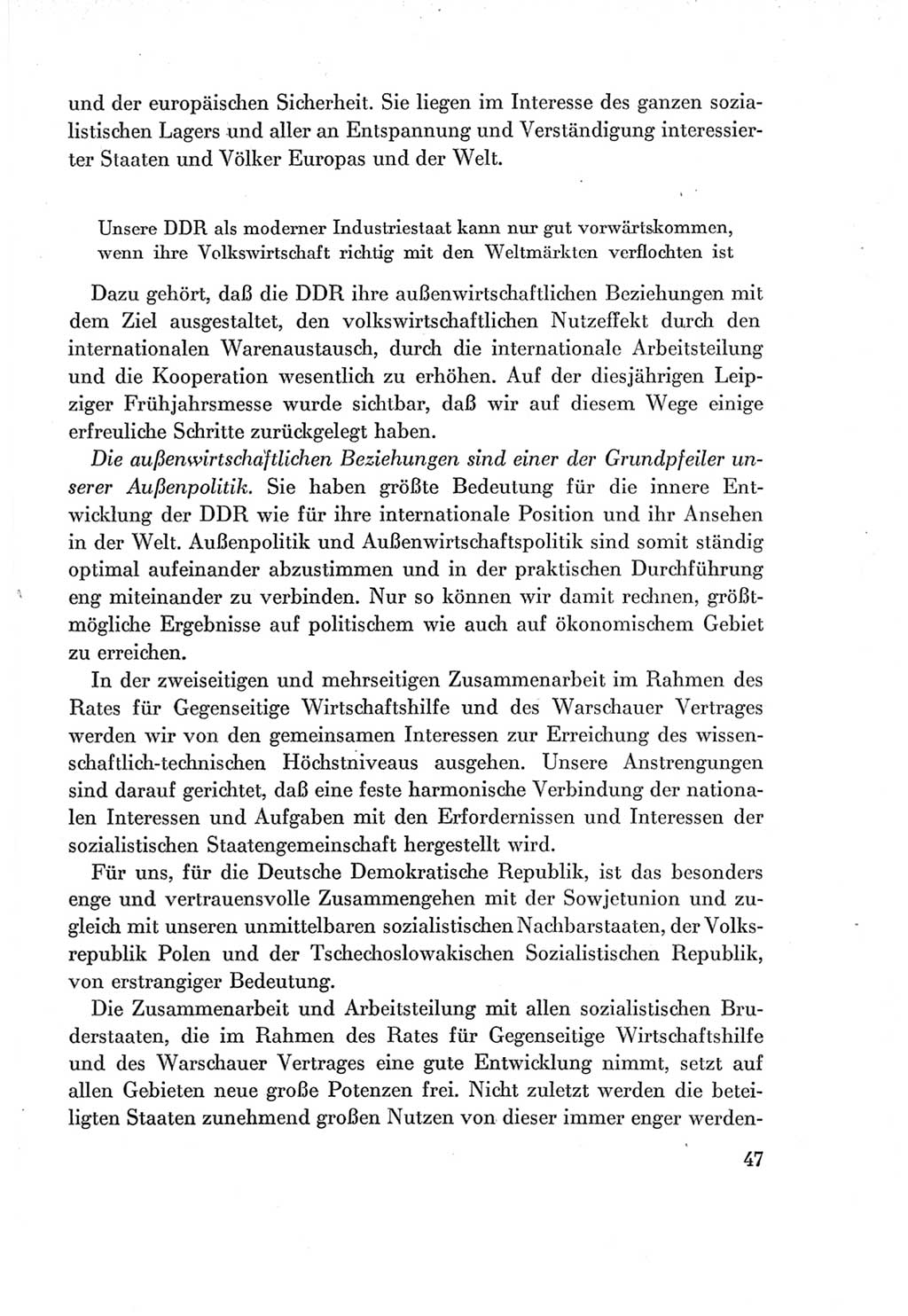 Protokoll der Verhandlungen des Ⅶ. Parteitages der Sozialistischen Einheitspartei Deutschlands (SED) [Deutsche Demokratische Republik (DDR)] 1967, Band Ⅰ, Seite 47 (Prot. Verh. Ⅶ. PT SED DDR 1967, Bd. Ⅰ, S. 47)