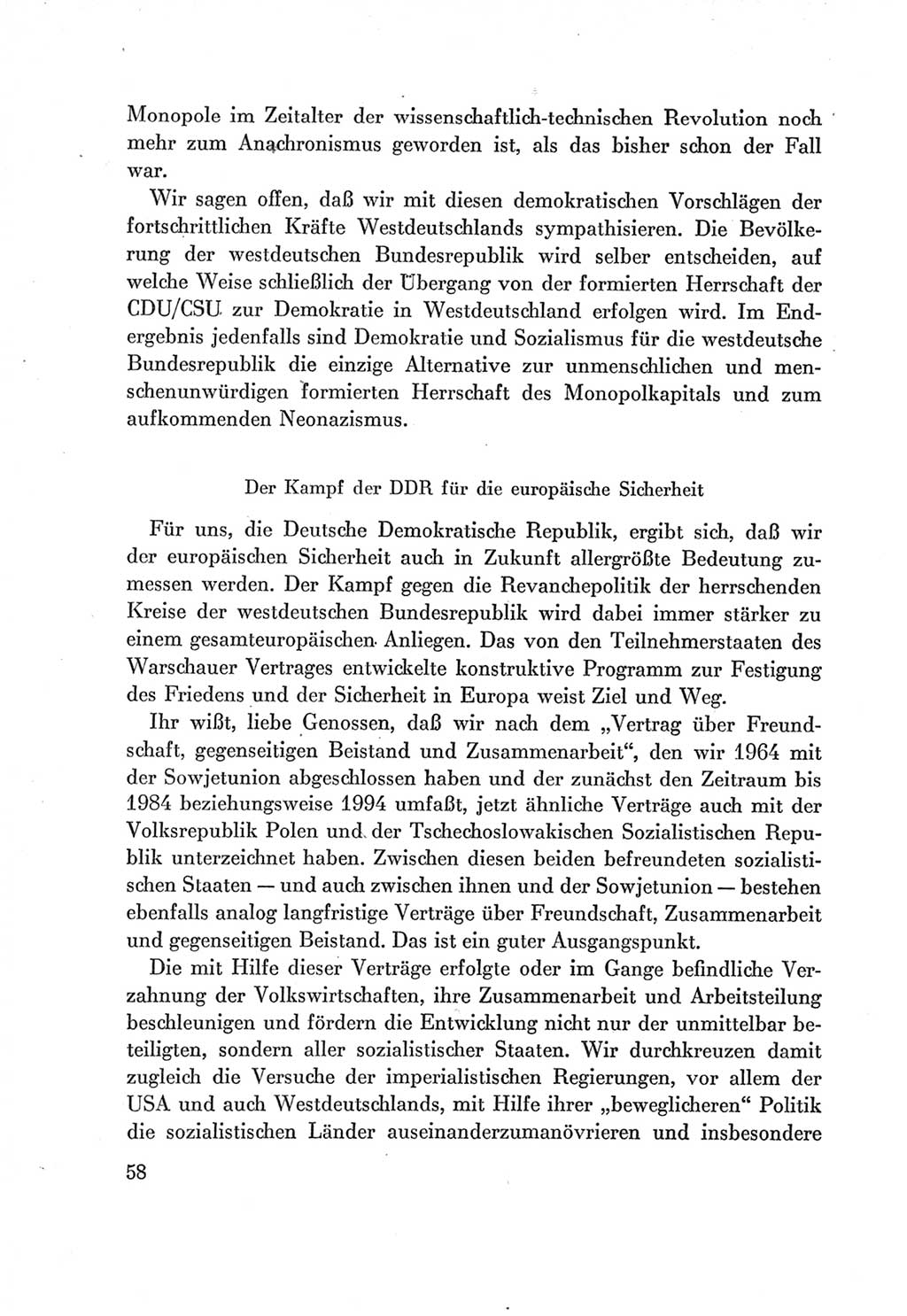 Protokoll der Verhandlungen des Ⅶ. Parteitages der Sozialistischen Einheitspartei Deutschlands (SED) [Deutsche Demokratische Republik (DDR)] 1967, Band Ⅰ, Seite 58 (Prot. Verh. Ⅶ. PT SED DDR 1967, Bd. Ⅰ, S. 58)
