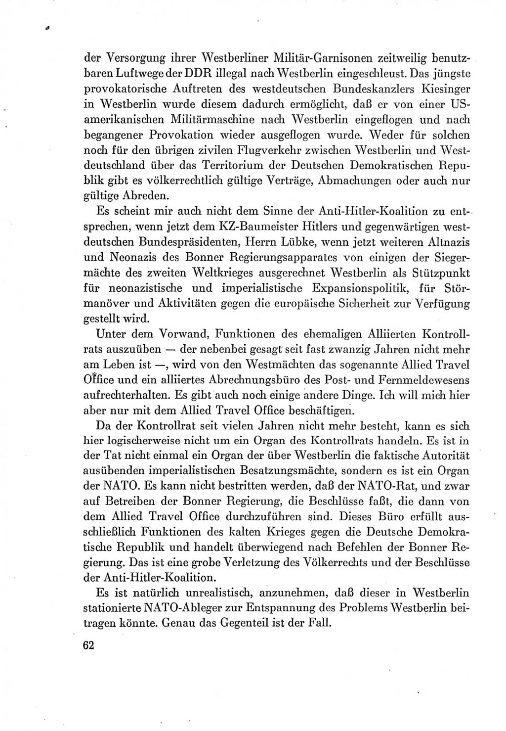 Protokoll der Verhandlungen des Ⅶ. Parteitages der Sozialistischen Einheitspartei Deutschlands (SED) [Deutsche Demokratische Republik (DDR)] 1967, Band Ⅰ, Seite 62 (Prot. Verh. Ⅶ. PT SED DDR 1967, Bd. Ⅰ, S. 62)