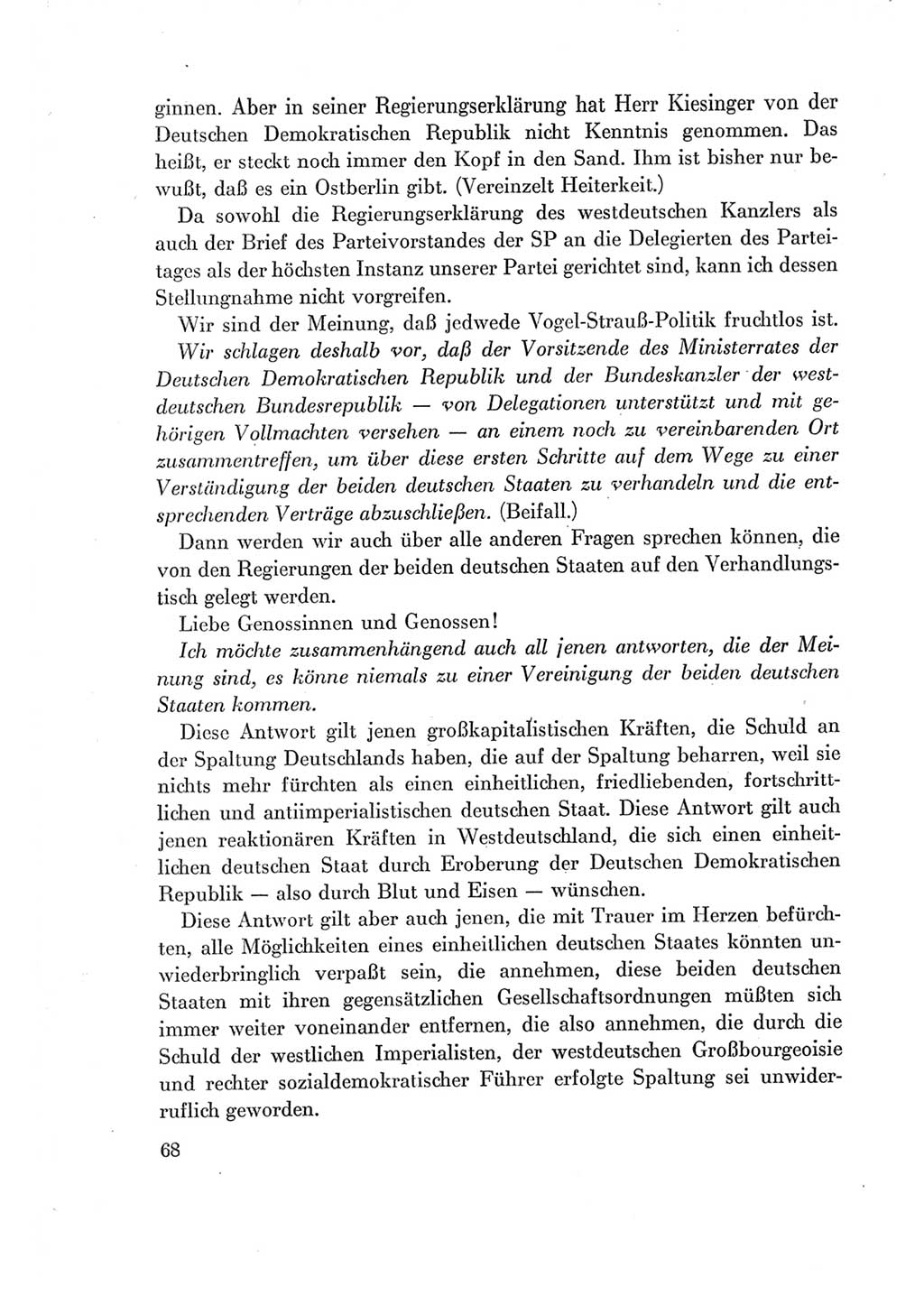 Protokoll der Verhandlungen des Ⅶ. Parteitages der Sozialistischen Einheitspartei Deutschlands (SED) [Deutsche Demokratische Republik (DDR)] 1967, Band Ⅰ, Seite 68 (Prot. Verh. Ⅶ. PT SED DDR 1967, Bd. Ⅰ, S. 68)