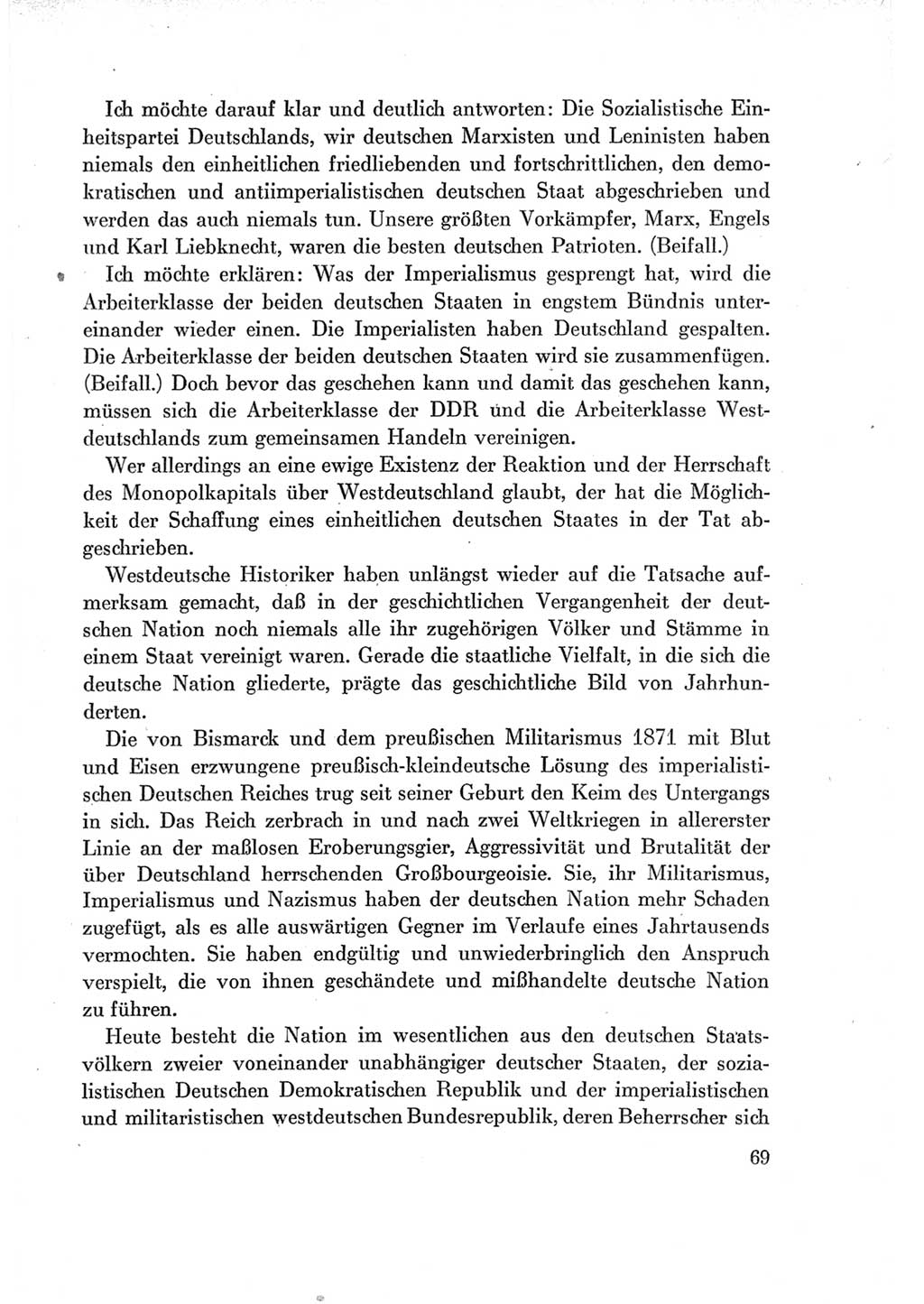 Protokoll der Verhandlungen des Ⅶ. Parteitages der Sozialistischen Einheitspartei Deutschlands (SED) [Deutsche Demokratische Republik (DDR)] 1967, Band Ⅰ, Seite 69 (Prot. Verh. Ⅶ. PT SED DDR 1967, Bd. Ⅰ, S. 69)