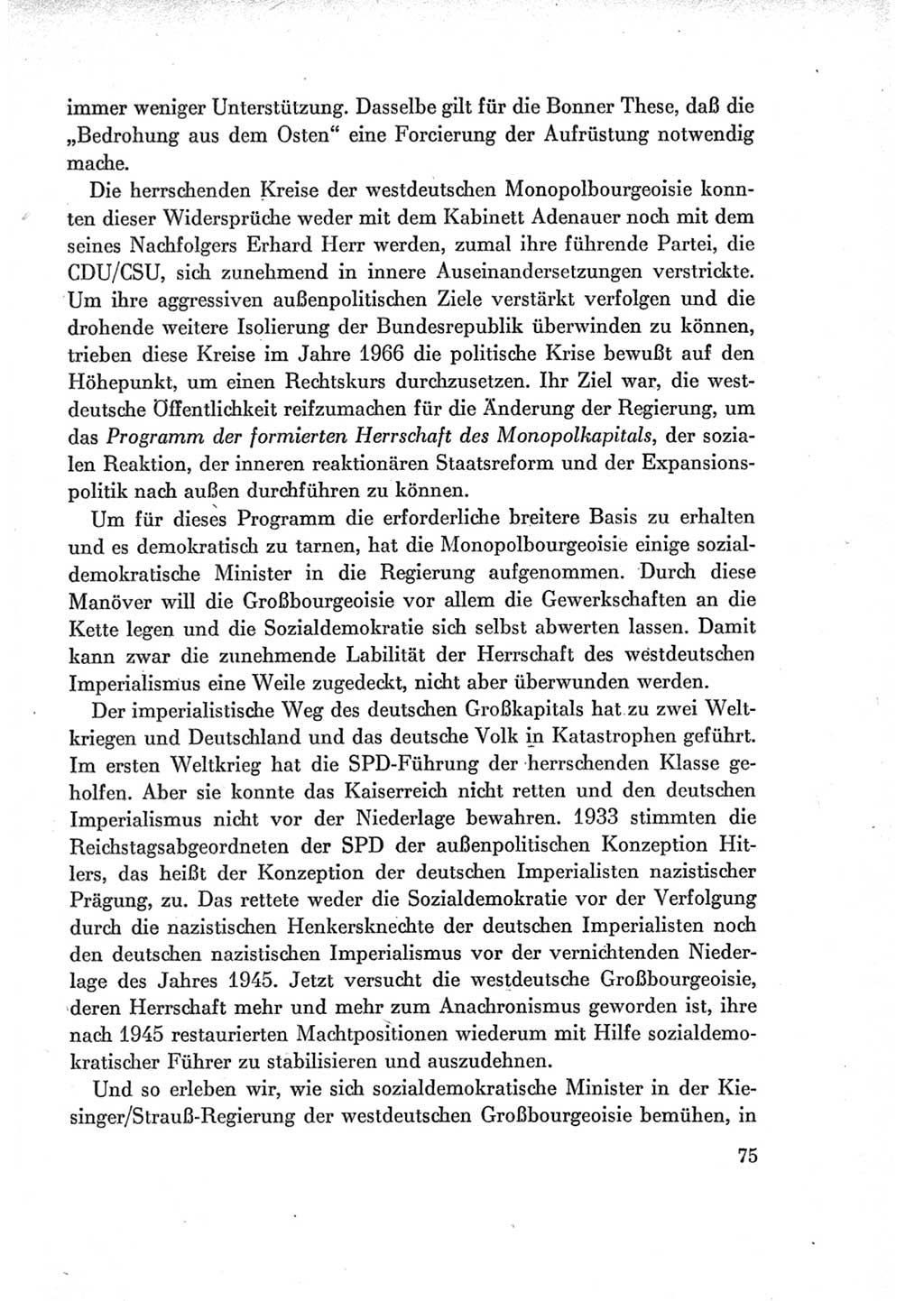 Protokoll der Verhandlungen des Ⅶ. Parteitages der Sozialistischen Einheitspartei Deutschlands (SED) [Deutsche Demokratische Republik (DDR)] 1967, Band Ⅰ, Seite 75 (Prot. Verh. Ⅶ. PT SED DDR 1967, Bd. Ⅰ, S. 75)