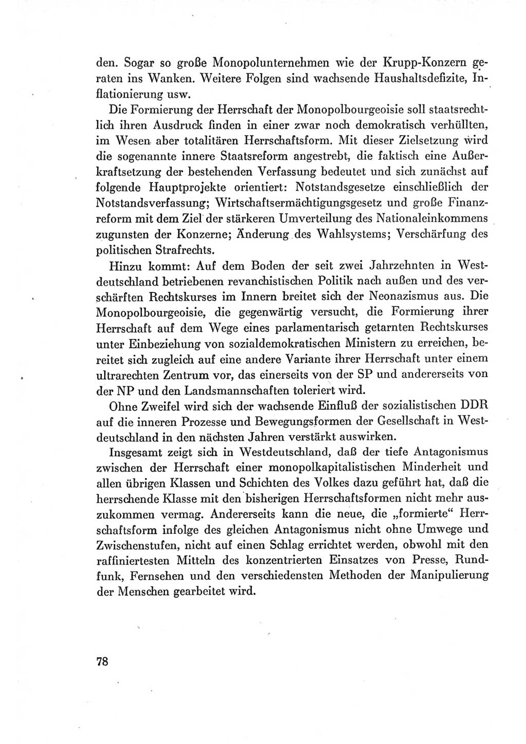 Protokoll der Verhandlungen des Ⅶ. Parteitages der Sozialistischen Einheitspartei Deutschlands (SED) [Deutsche Demokratische Republik (DDR)] 1967, Band Ⅰ, Seite 78 (Prot. Verh. Ⅶ. PT SED DDR 1967, Bd. Ⅰ, S. 78)