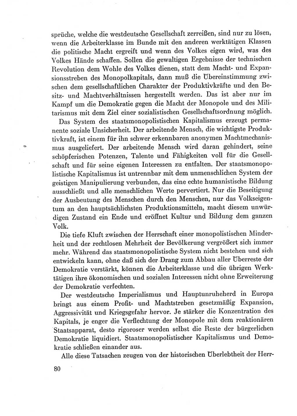 Protokoll der Verhandlungen des Ⅶ. Parteitages der Sozialistischen Einheitspartei Deutschlands (SED) [Deutsche Demokratische Republik (DDR)] 1967, Band Ⅰ, Seite 80 (Prot. Verh. Ⅶ. PT SED DDR 1967, Bd. Ⅰ, S. 80)