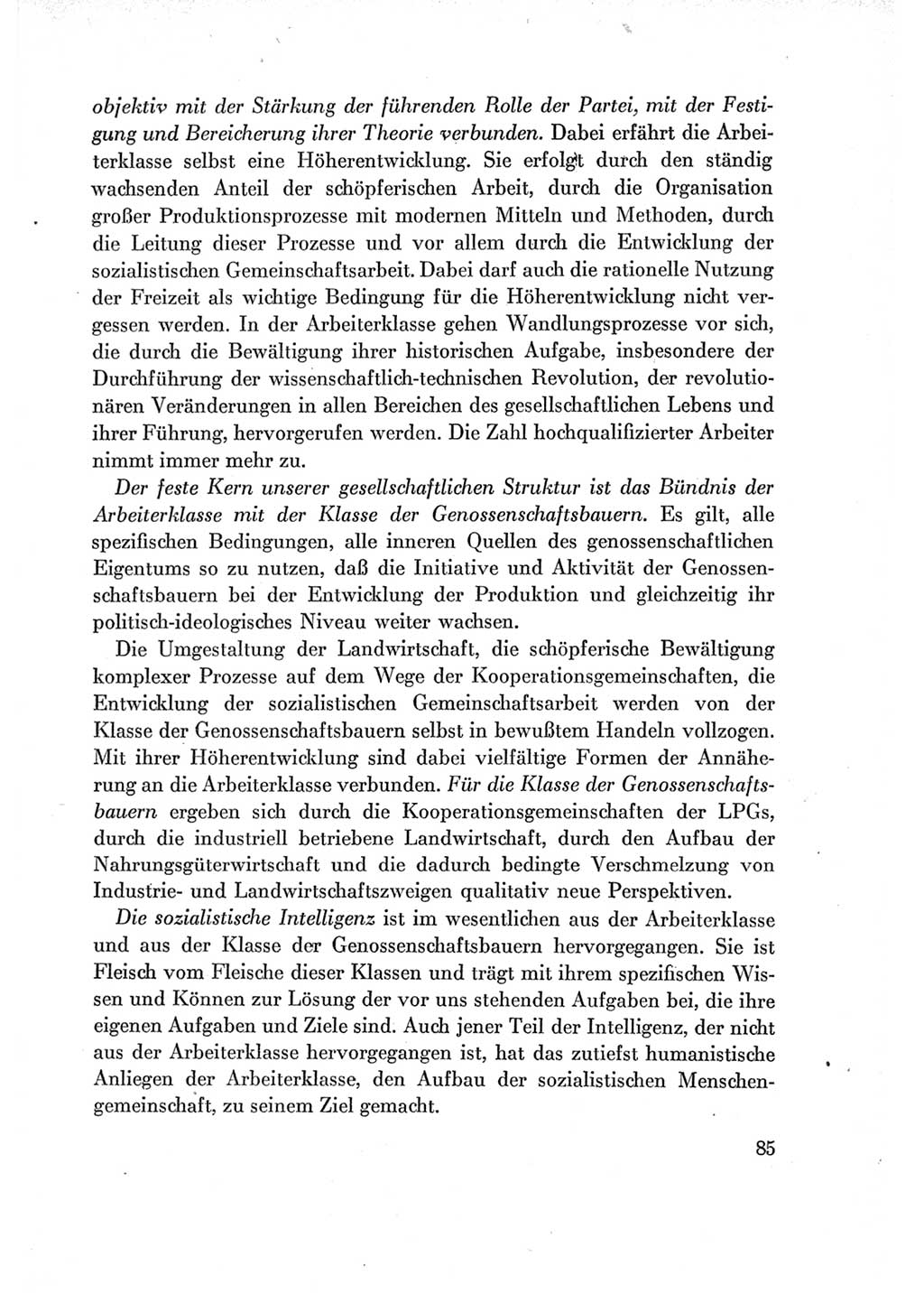 Protokoll der Verhandlungen des Ⅶ. Parteitages der Sozialistischen Einheitspartei Deutschlands (SED) [Deutsche Demokratische Republik (DDR)] 1967, Band Ⅰ, Seite 85 (Prot. Verh. Ⅶ. PT SED DDR 1967, Bd. Ⅰ, S. 85)
