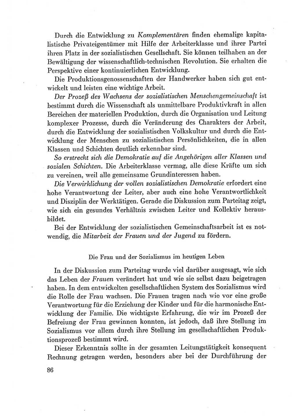 Protokoll der Verhandlungen des Ⅶ. Parteitages der Sozialistischen Einheitspartei Deutschlands (SED) [Deutsche Demokratische Republik (DDR)] 1967, Band Ⅰ, Seite 86 (Prot. Verh. Ⅶ. PT SED DDR 1967, Bd. Ⅰ, S. 86)
