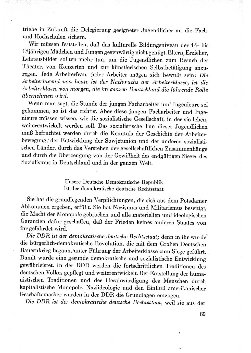 Protokoll der Verhandlungen des Ⅶ. Parteitages der Sozialistischen Einheitspartei Deutschlands (SED) [Deutsche Demokratische Republik (DDR)] 1967, Band Ⅰ, Seite 89 (Prot. Verh. Ⅶ. PT SED DDR 1967, Bd. Ⅰ, S. 89)