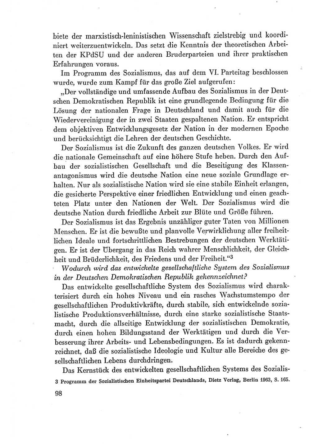 Protokoll der Verhandlungen des Ⅶ. Parteitages der Sozialistischen Einheitspartei Deutschlands (SED) [Deutsche Demokratische Republik (DDR)] 1967, Band Ⅰ, Seite 98 (Prot. Verh. Ⅶ. PT SED DDR 1967, Bd. Ⅰ, S. 98)