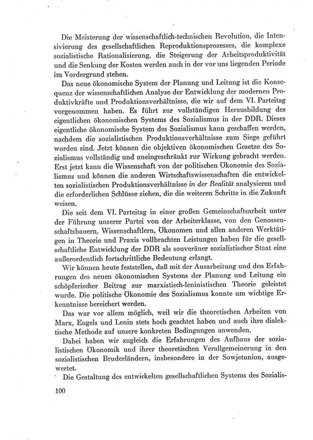 Protokoll der Verhandlungen des Ⅶ. Parteitages der Sozialistischen Einheitspartei Deutschlands (SED) [Deutsche Demokratische Republik (DDR)] 1967, Band Ⅰ, Seite 100 (Prot. Verh. Ⅶ. PT SED DDR 1967, Bd. Ⅰ, S. 100)