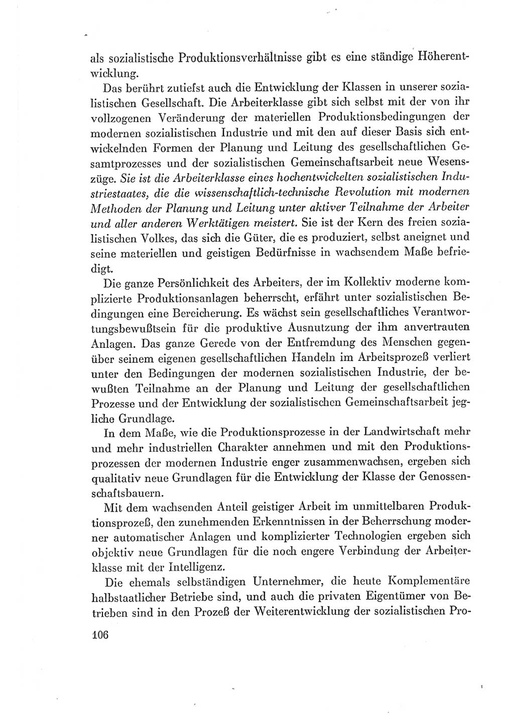 Protokoll der Verhandlungen des Ⅶ. Parteitages der Sozialistischen Einheitspartei Deutschlands (SED) [Deutsche Demokratische Republik (DDR)] 1967, Band Ⅰ, Seite 106 (Prot. Verh. Ⅶ. PT SED DDR 1967, Bd. Ⅰ, S. 106)