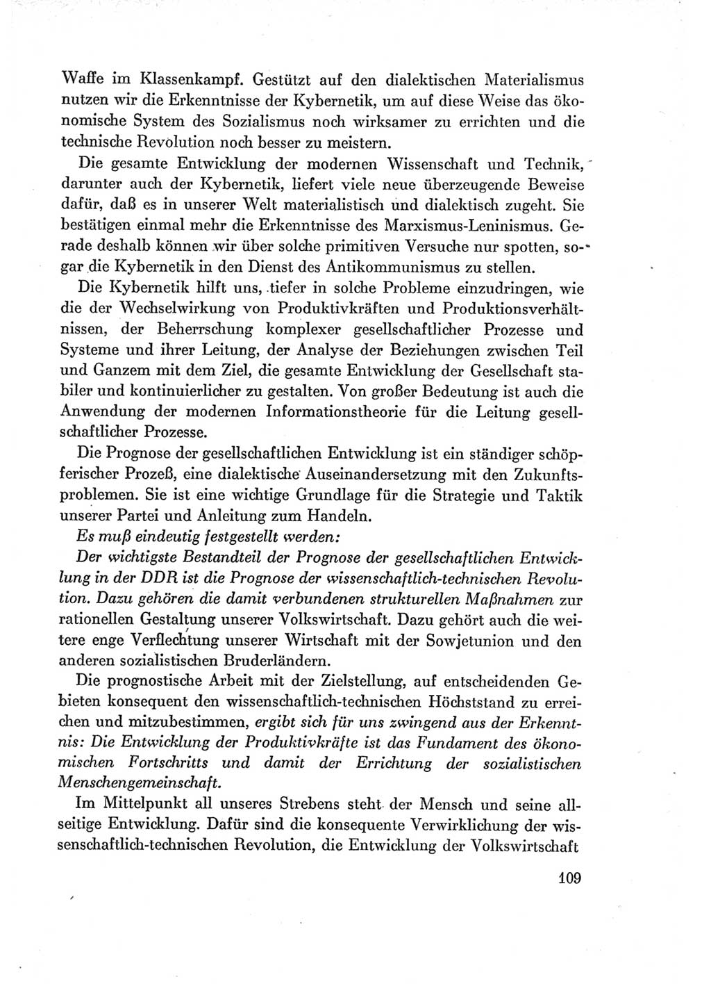 Protokoll der Verhandlungen des Ⅶ. Parteitages der Sozialistischen Einheitspartei Deutschlands (SED) [Deutsche Demokratische Republik (DDR)] 1967, Band Ⅰ, Seite 109 (Prot. Verh. Ⅶ. PT SED DDR 1967, Bd. Ⅰ, S. 109)