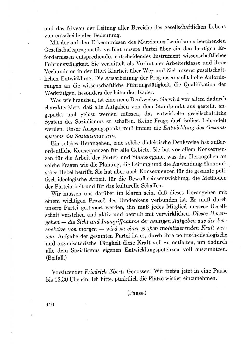 Protokoll der Verhandlungen des Ⅶ. Parteitages der Sozialistischen Einheitspartei Deutschlands (SED) [Deutsche Demokratische Republik (DDR)] 1967, Band Ⅰ, Seite 110 (Prot. Verh. Ⅶ. PT SED DDR 1967, Bd. Ⅰ, S. 110)