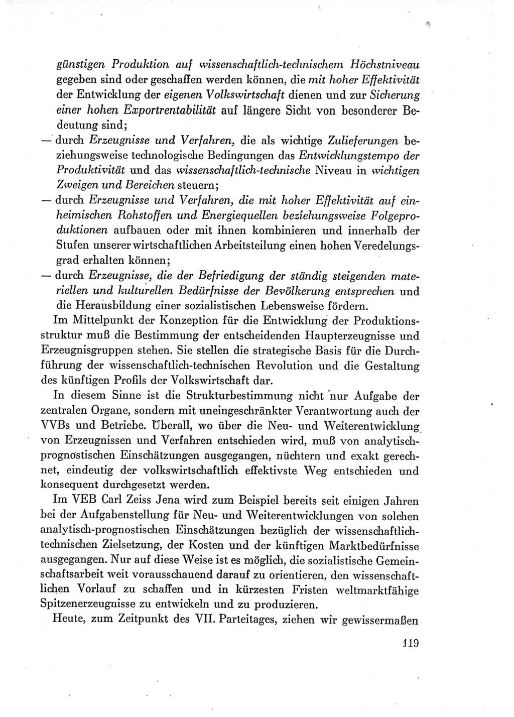 Protokoll der Verhandlungen des Ⅶ. Parteitages der Sozialistischen Einheitspartei Deutschlands (SED) [Deutsche Demokratische Republik (DDR)] 1967, Band Ⅰ, Seite 119 (Prot. Verh. Ⅶ. PT SED DDR 1967, Bd. Ⅰ, S. 119)