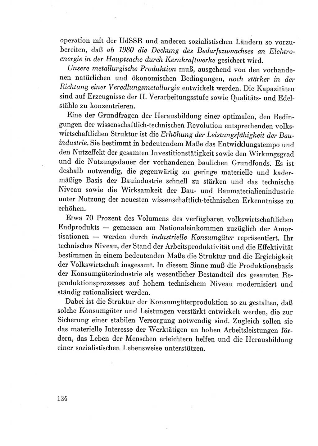 Protokoll der Verhandlungen des Ⅶ. Parteitages der Sozialistischen Einheitspartei Deutschlands (SED) [Deutsche Demokratische Republik (DDR)] 1967, Band Ⅰ, Seite 124 (Prot. Verh. Ⅶ. PT SED DDR 1967, Bd. Ⅰ, S. 124)