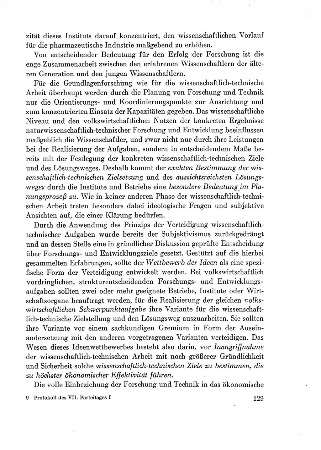 Protokoll der Verhandlungen des Ⅶ. Parteitages der Sozialistischen Einheitspartei Deutschlands (SED) [Deutsche Demokratische Republik (DDR)] 1967, Band Ⅰ, Seite 129 (Prot. Verh. Ⅶ. PT SED DDR 1967, Bd. Ⅰ, S. 129)