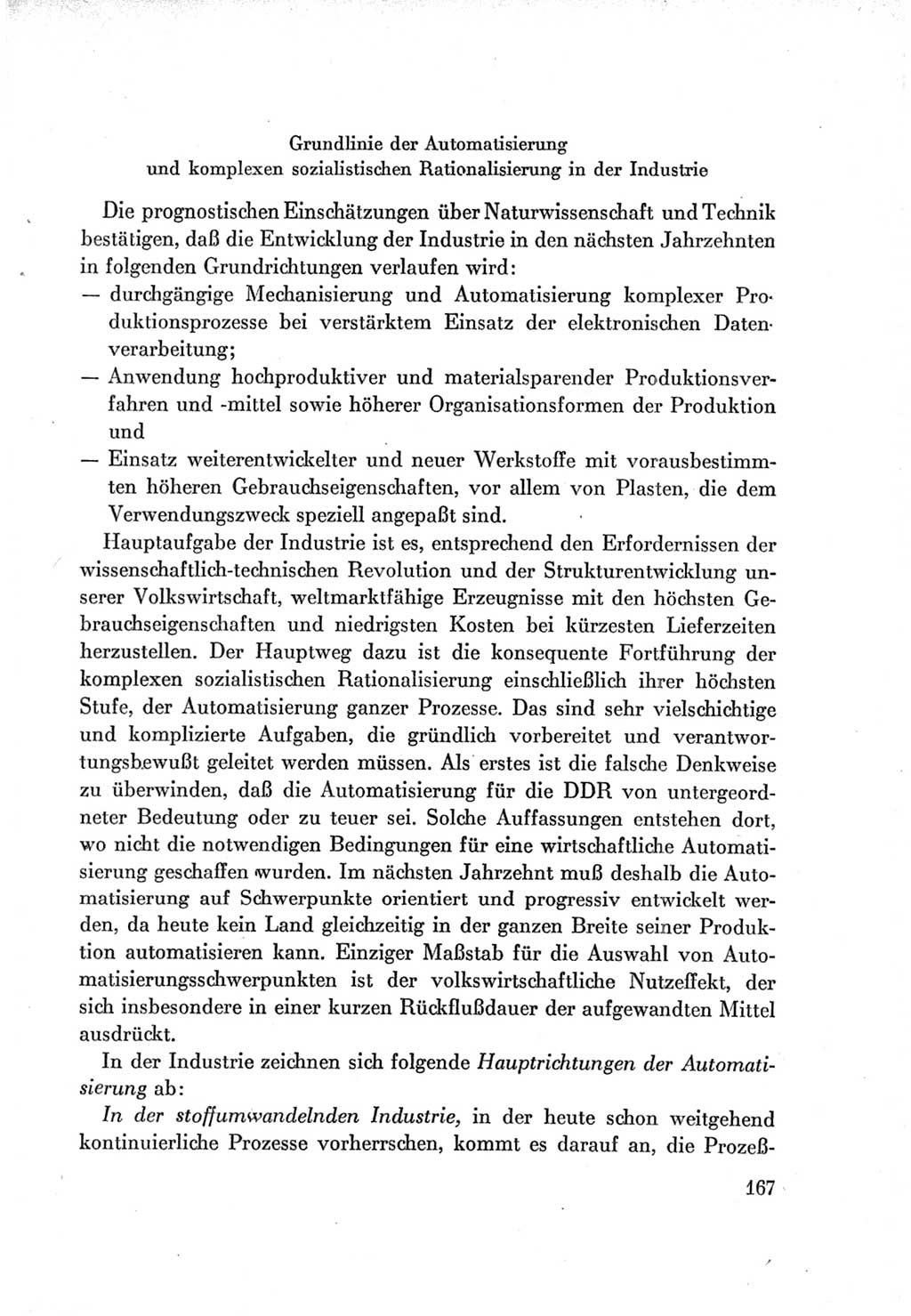 Protokoll der Verhandlungen des Ⅶ. Parteitages der Sozialistischen Einheitspartei Deutschlands (SED) [Deutsche Demokratische Republik (DDR)] 1967, Band Ⅰ, Seite 167 (Prot. Verh. Ⅶ. PT SED DDR 1967, Bd. Ⅰ, S. 167)