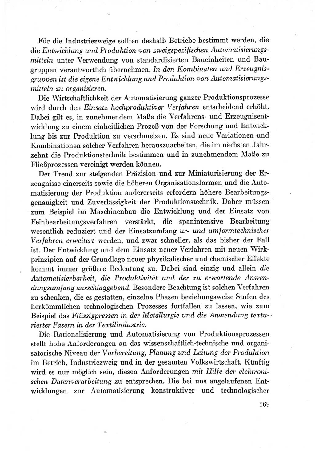 Protokoll der Verhandlungen des Ⅶ. Parteitages der Sozialistischen Einheitspartei Deutschlands (SED) [Deutsche Demokratische Republik (DDR)] 1967, Band Ⅰ, Seite 169 (Prot. Verh. Ⅶ. PT SED DDR 1967, Bd. Ⅰ, S. 169)