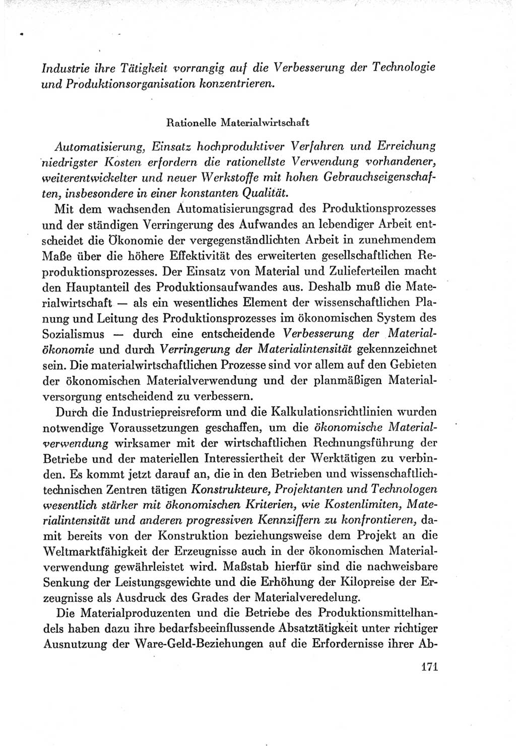 Protokoll der Verhandlungen des Ⅶ. Parteitages der Sozialistischen Einheitspartei Deutschlands (SED) [Deutsche Demokratische Republik (DDR)] 1967, Band Ⅰ, Seite 171 (Prot. Verh. Ⅶ. PT SED DDR 1967, Bd. Ⅰ, S. 171)