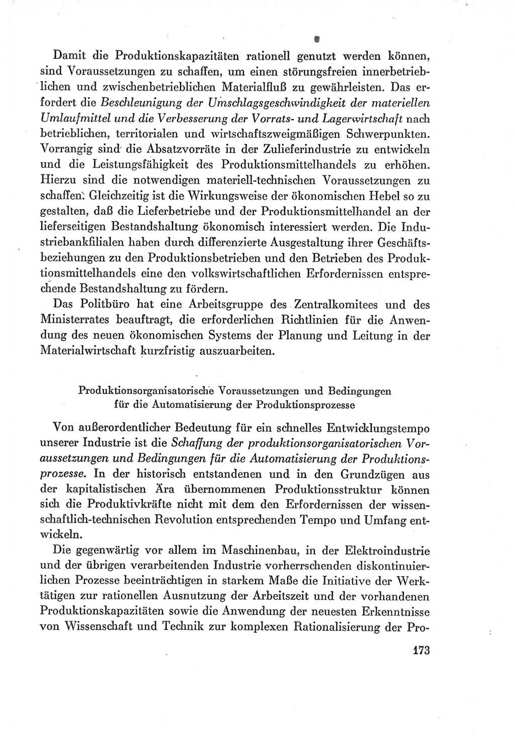 Protokoll der Verhandlungen des Ⅶ. Parteitages der Sozialistischen Einheitspartei Deutschlands (SED) [Deutsche Demokratische Republik (DDR)] 1967, Band Ⅰ, Seite 173 (Prot. Verh. Ⅶ. PT SED DDR 1967, Bd. Ⅰ, S. 173)