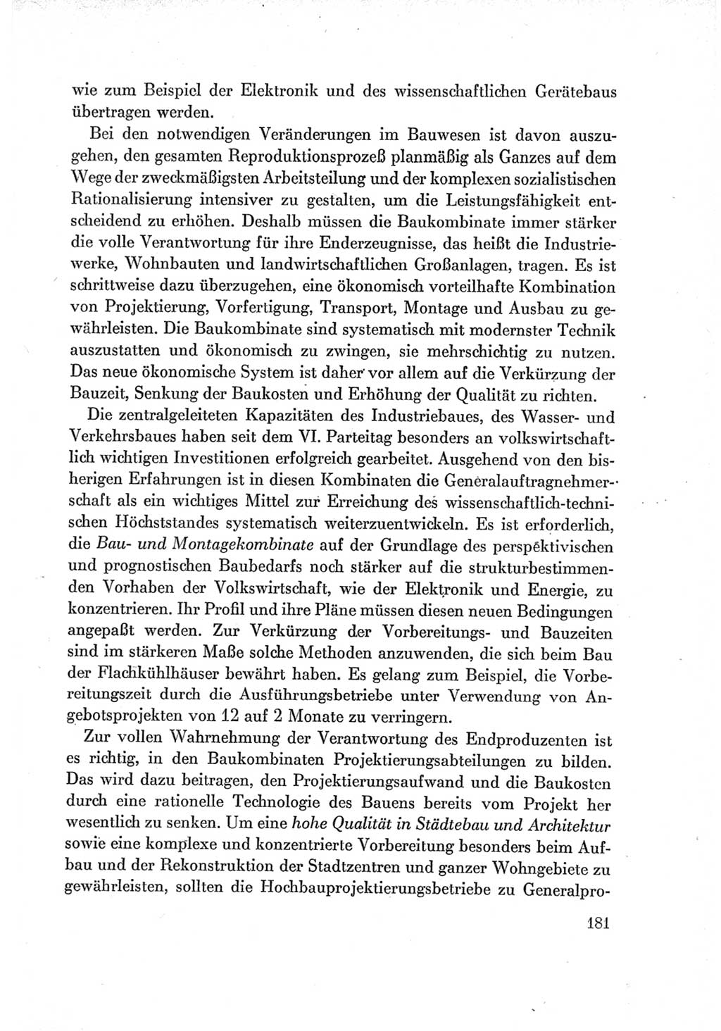 Protokoll der Verhandlungen des Ⅶ. Parteitages der Sozialistischen Einheitspartei Deutschlands (SED) [Deutsche Demokratische Republik (DDR)] 1967, Band Ⅰ, Seite 181 (Prot. Verh. Ⅶ. PT SED DDR 1967, Bd. Ⅰ, S. 181)