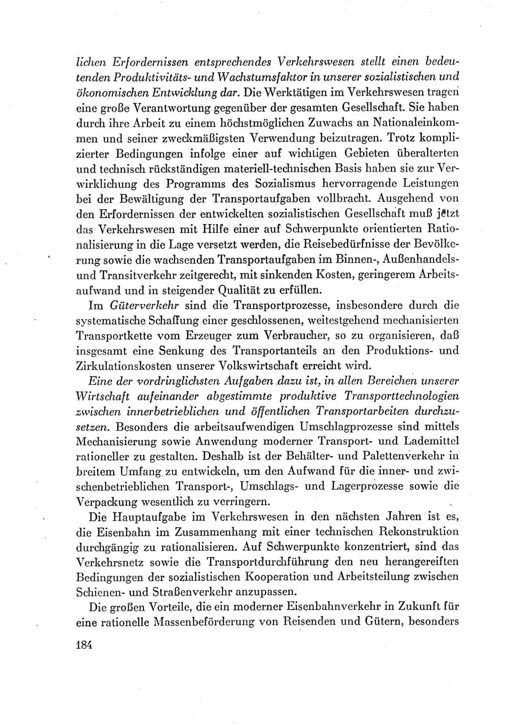 Protokoll der Verhandlungen des Ⅶ. Parteitages der Sozialistischen Einheitspartei Deutschlands (SED) [Deutsche Demokratische Republik (DDR)] 1967, Band Ⅰ, Seite 184 (Prot. Verh. Ⅶ. PT SED DDR 1967, Bd. Ⅰ, S. 184)