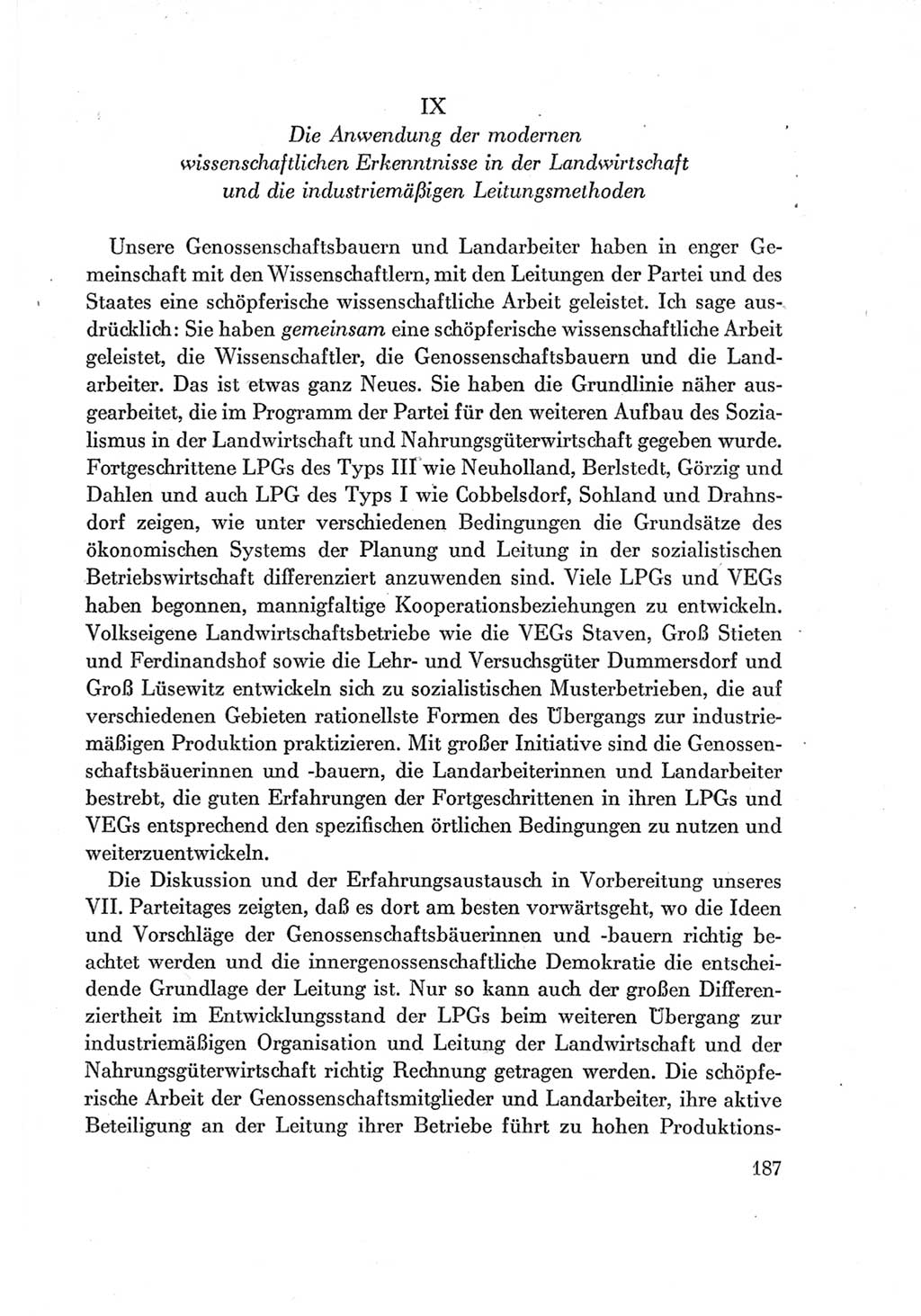 Protokoll der Verhandlungen des Ⅶ. Parteitages der Sozialistischen Einheitspartei Deutschlands (SED) [Deutsche Demokratische Republik (DDR)] 1967, Band Ⅰ, Seite 187 (Prot. Verh. Ⅶ. PT SED DDR 1967, Bd. Ⅰ, S. 187)