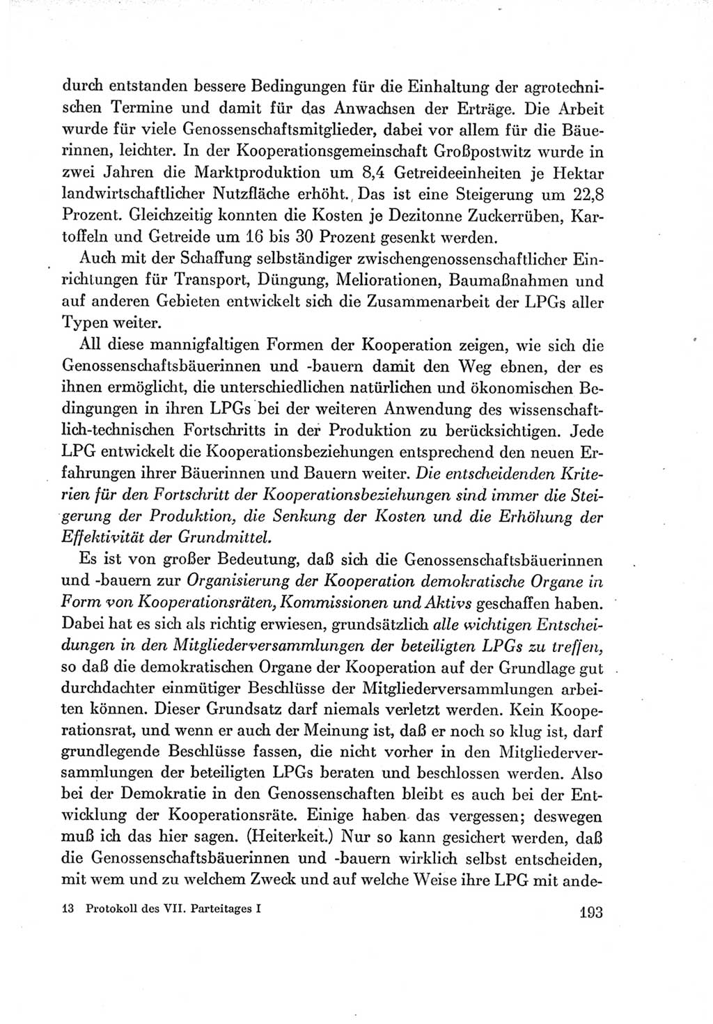 Protokoll der Verhandlungen des Ⅶ. Parteitages der Sozialistischen Einheitspartei Deutschlands (SED) [Deutsche Demokratische Republik (DDR)] 1967, Band Ⅰ, Seite 193 (Prot. Verh. Ⅶ. PT SED DDR 1967, Bd. Ⅰ, S. 193)