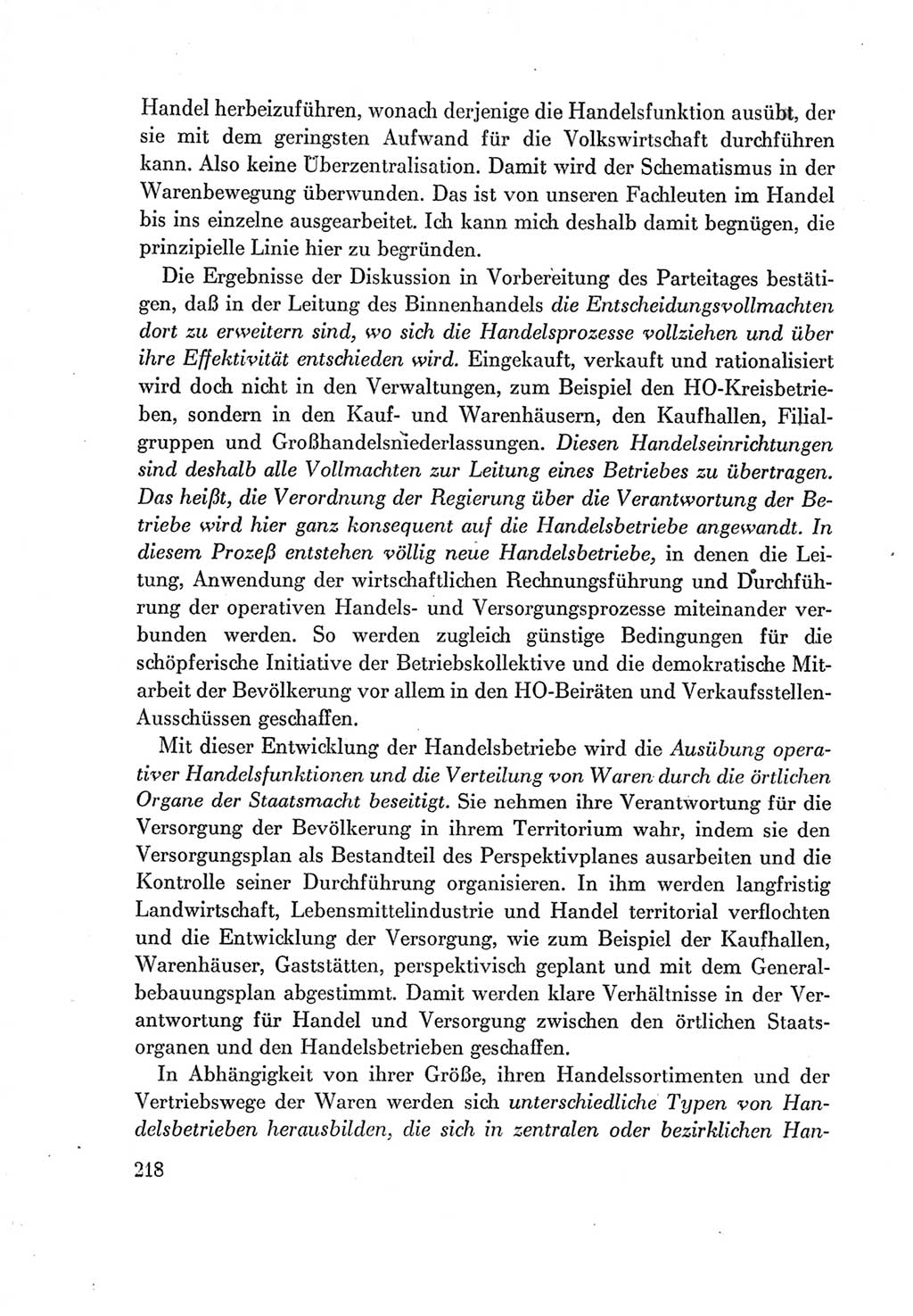 Protokoll der Verhandlungen des Ⅶ. Parteitages der Sozialistischen Einheitspartei Deutschlands (SED) [Deutsche Demokratische Republik (DDR)] 1967, Band Ⅰ, Seite 218 (Prot. Verh. Ⅶ. PT SED DDR 1967, Bd. Ⅰ, S. 218)