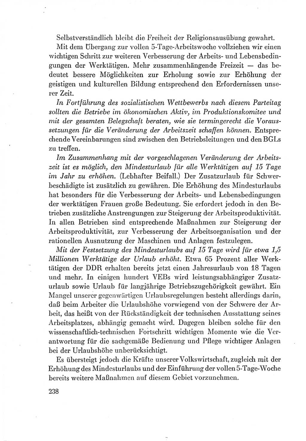 Protokoll der Verhandlungen des Ⅶ. Parteitages der Sozialistischen Einheitspartei Deutschlands (SED) [Deutsche Demokratische Republik (DDR)] 1967, Band Ⅰ, Seite 238 (Prot. Verh. Ⅶ. PT SED DDR 1967, Bd. Ⅰ, S. 238)