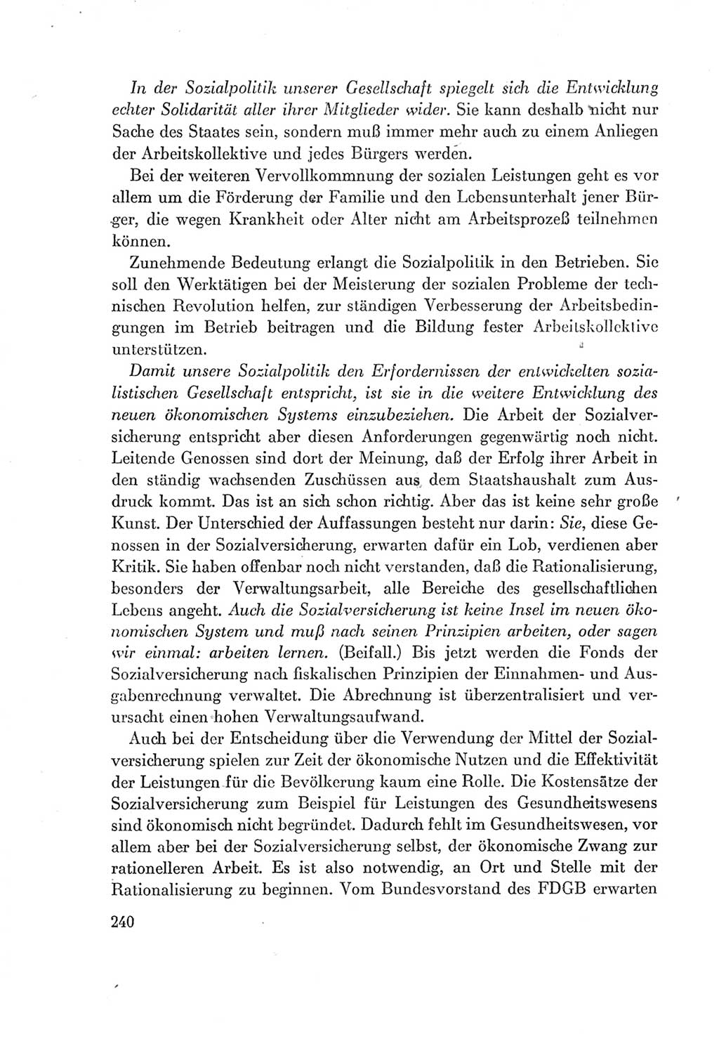 Protokoll der Verhandlungen des Ⅶ. Parteitages der Sozialistischen Einheitspartei Deutschlands (SED) [Deutsche Demokratische Republik (DDR)] 1967, Band Ⅰ, Seite 240 (Prot. Verh. Ⅶ. PT SED DDR 1967, Bd. Ⅰ, S. 240)