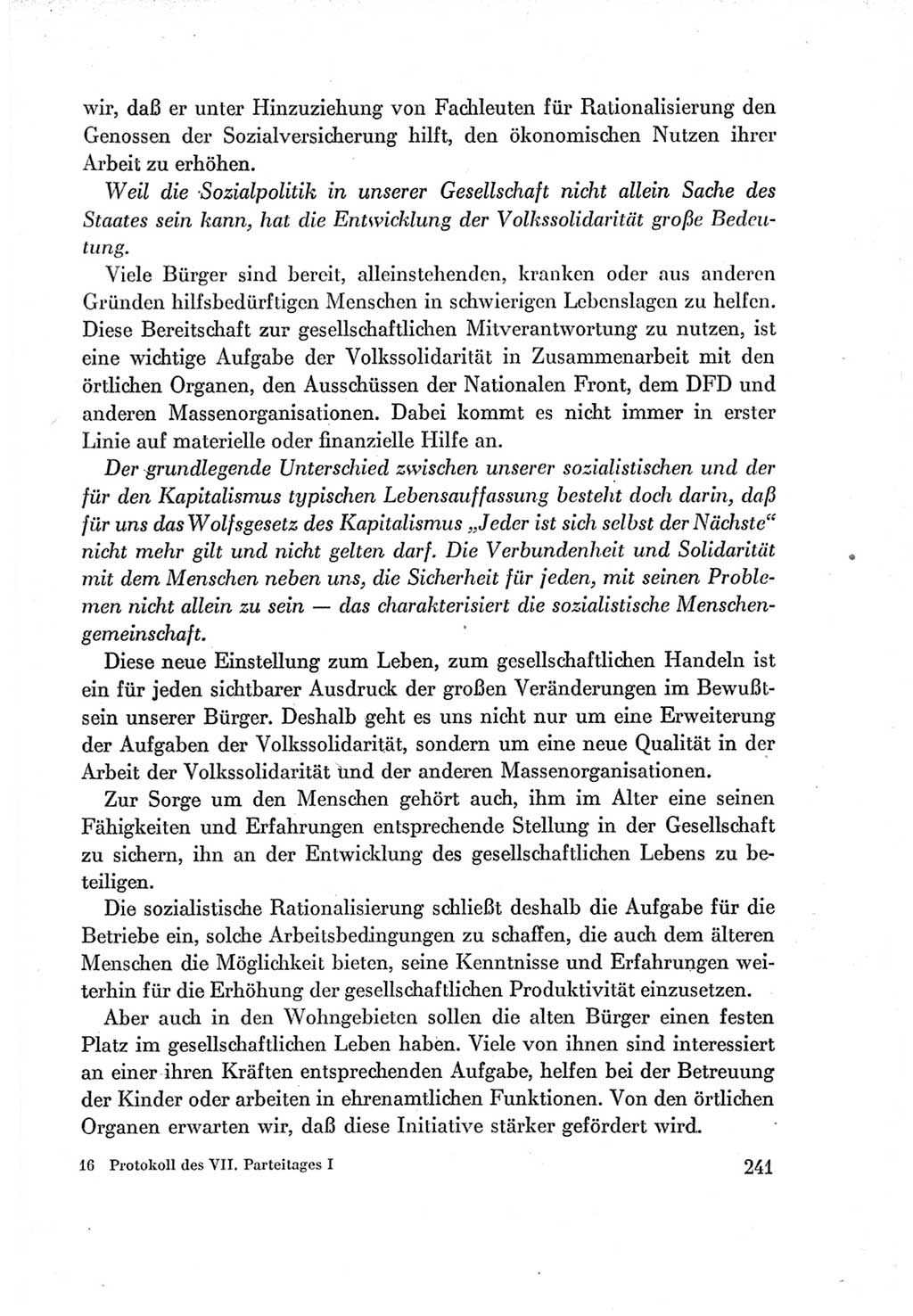 Protokoll der Verhandlungen des Ⅶ. Parteitages der Sozialistischen Einheitspartei Deutschlands (SED) [Deutsche Demokratische Republik (DDR)] 1967, Band Ⅰ, Seite 241 (Prot. Verh. Ⅶ. PT SED DDR 1967, Bd. Ⅰ, S. 241)