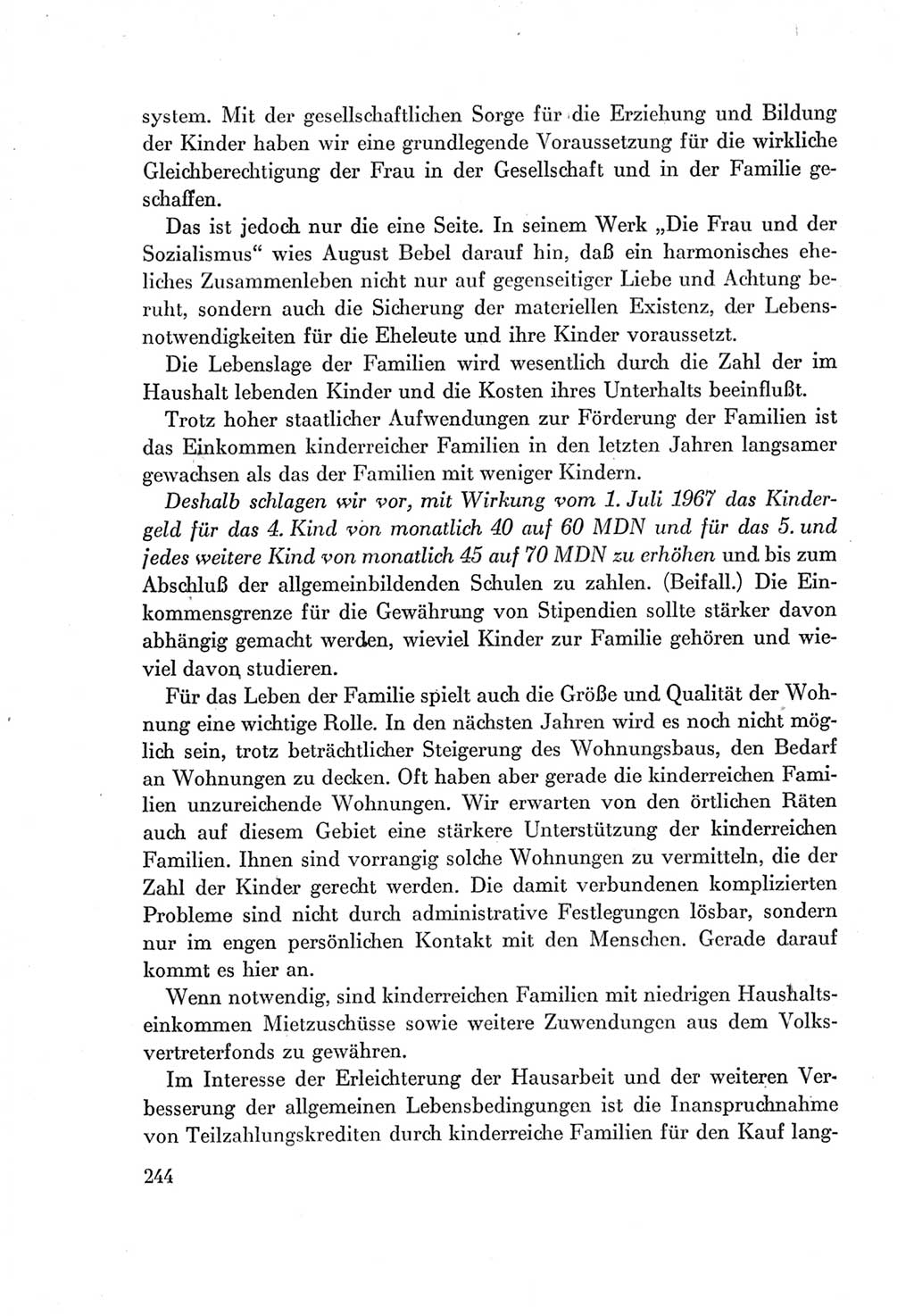 Protokoll der Verhandlungen des Ⅶ. Parteitages der Sozialistischen Einheitspartei Deutschlands (SED) [Deutsche Demokratische Republik (DDR)] 1967, Band Ⅰ, Seite 244 (Prot. Verh. Ⅶ. PT SED DDR 1967, Bd. Ⅰ, S. 244)