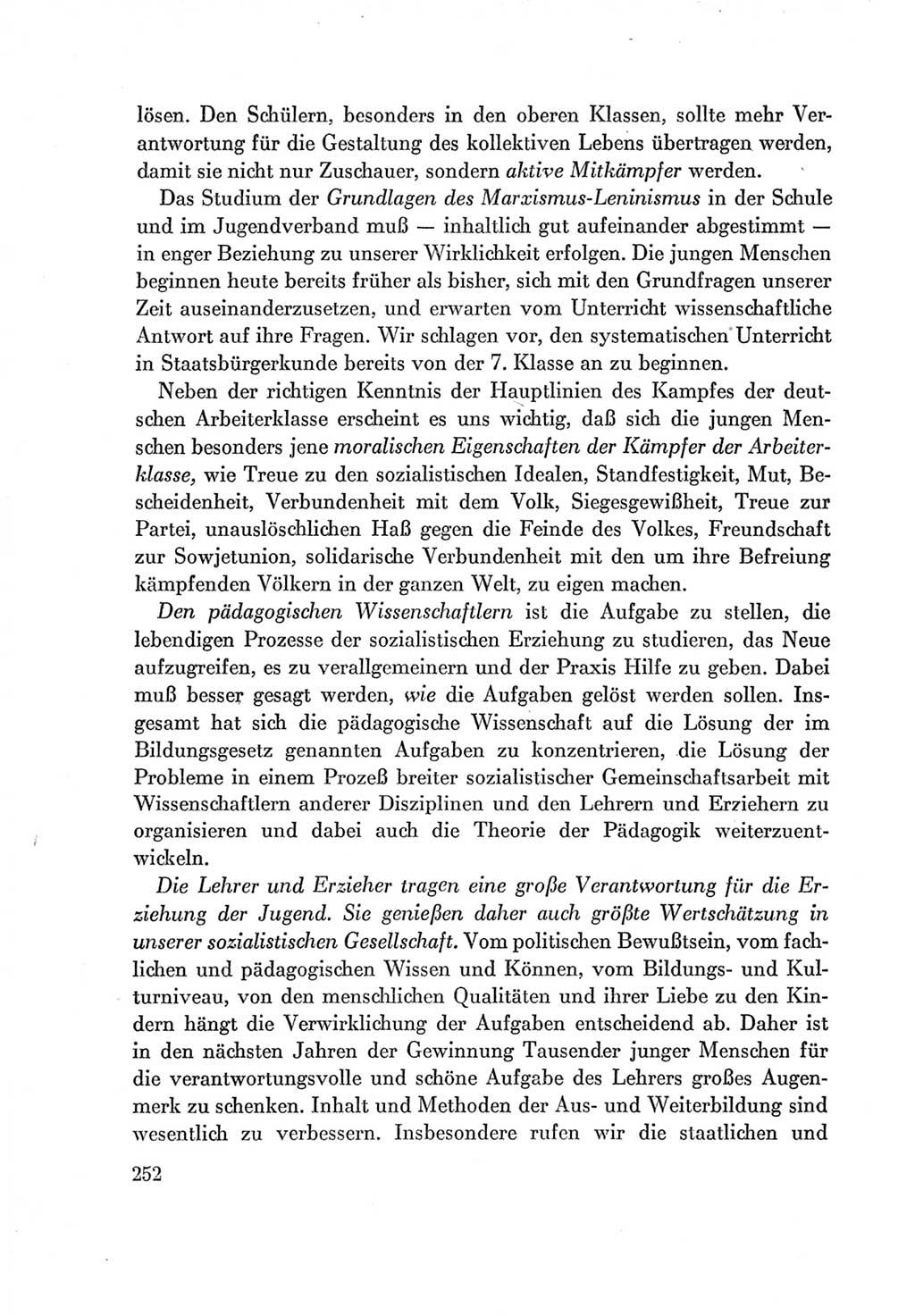 Protokoll der Verhandlungen des Ⅶ. Parteitages der Sozialistischen Einheitspartei Deutschlands (SED) [Deutsche Demokratische Republik (DDR)] 1967, Band Ⅰ, Seite 252 (Prot. Verh. Ⅶ. PT SED DDR 1967, Bd. Ⅰ, S. 252)
