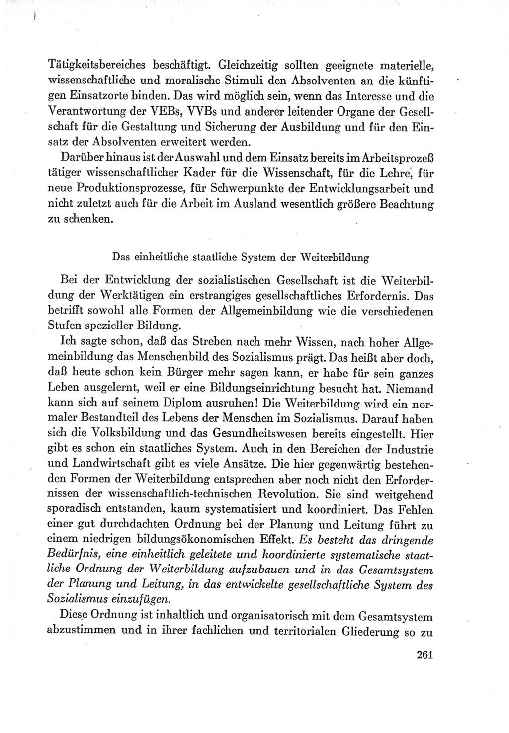 Protokoll der Verhandlungen des Ⅶ. Parteitages der Sozialistischen Einheitspartei Deutschlands (SED) [Deutsche Demokratische Republik (DDR)] 1967, Band Ⅰ, Seite 261 (Prot. Verh. Ⅶ. PT SED DDR 1967, Bd. Ⅰ, S. 261)