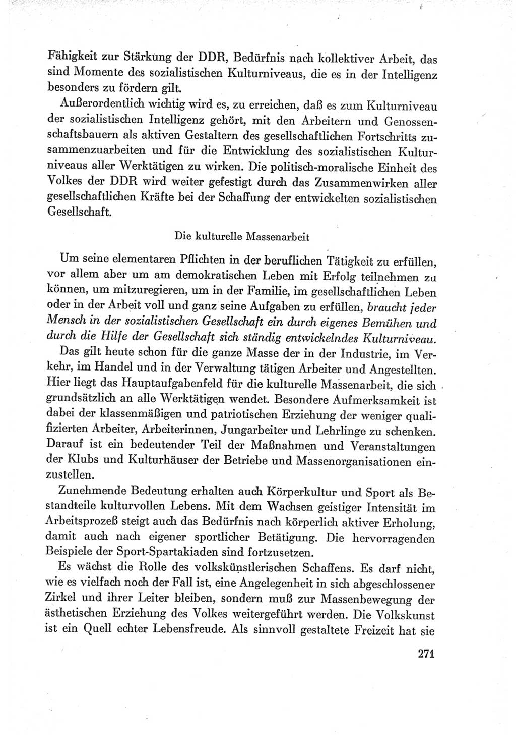 Protokoll der Verhandlungen des Ⅶ. Parteitages der Sozialistischen Einheitspartei Deutschlands (SED) [Deutsche Demokratische Republik (DDR)] 1967, Band Ⅰ, Seite 271 (Prot. Verh. Ⅶ. PT SED DDR 1967, Bd. Ⅰ, S. 271)