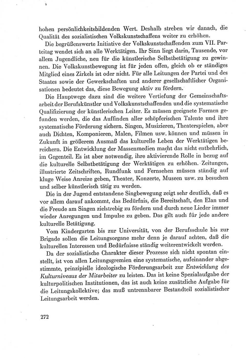 Protokoll der Verhandlungen des Ⅶ. Parteitages der Sozialistischen Einheitspartei Deutschlands (SED) [Deutsche Demokratische Republik (DDR)] 1967, Band Ⅰ, Seite 272 (Prot. Verh. Ⅶ. PT SED DDR 1967, Bd. Ⅰ, S. 272)