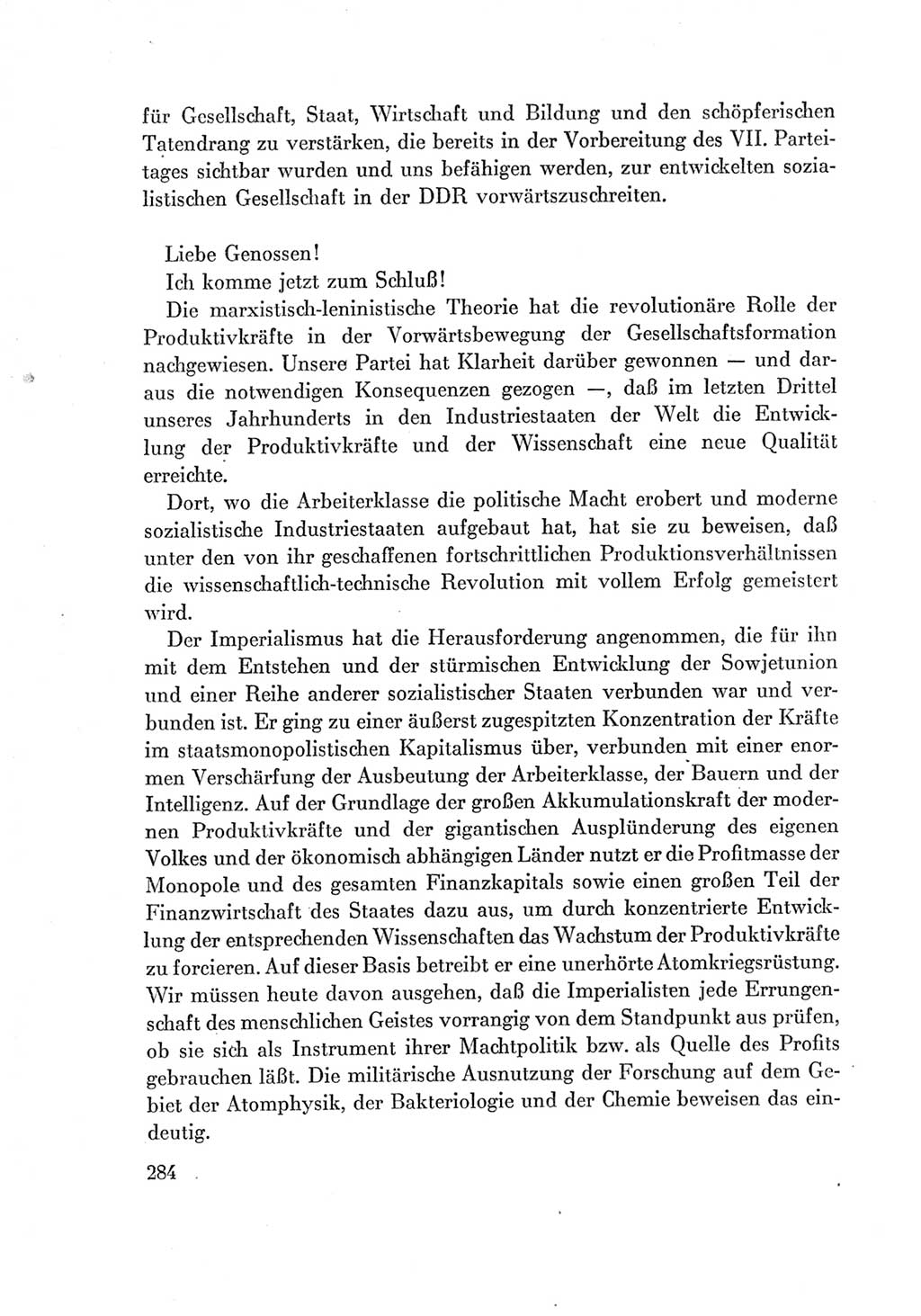 Protokoll der Verhandlungen des Ⅶ. Parteitages der Sozialistischen Einheitspartei Deutschlands (SED) [Deutsche Demokratische Republik (DDR)] 1967, Band Ⅰ, Seite 284 (Prot. Verh. Ⅶ. PT SED DDR 1967, Bd. Ⅰ, S. 284)