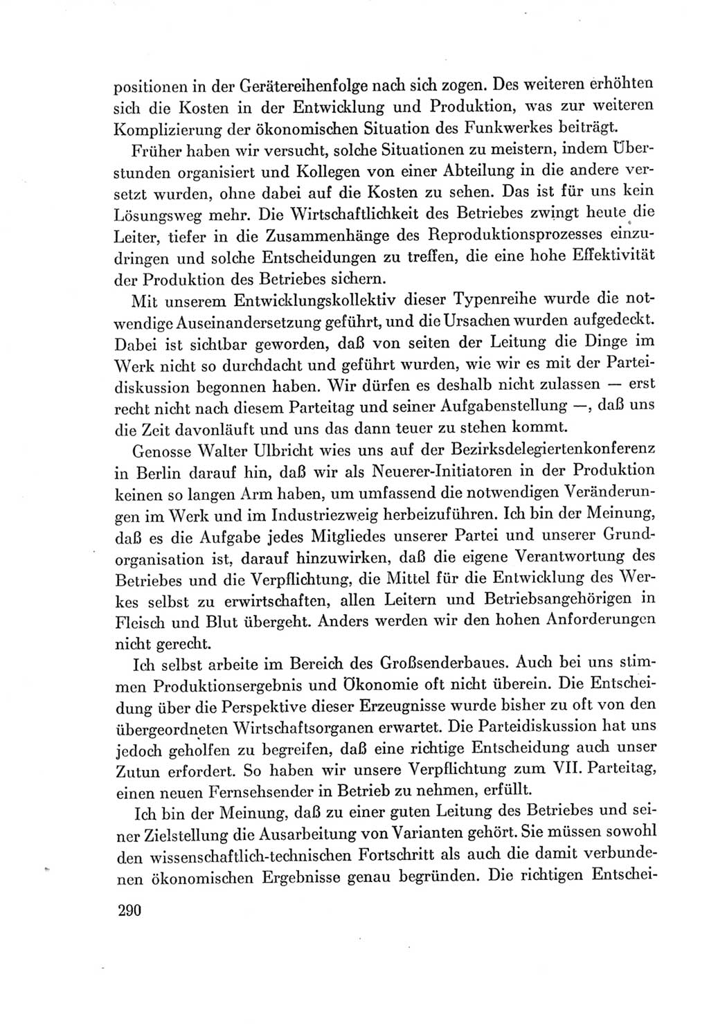 Protokoll der Verhandlungen des Ⅶ. Parteitages der Sozialistischen Einheitspartei Deutschlands (SED) [Deutsche Demokratische Republik (DDR)] 1967, Band Ⅰ, Seite 290 (Prot. Verh. Ⅶ. PT SED DDR 1967, Bd. Ⅰ, S. 290)