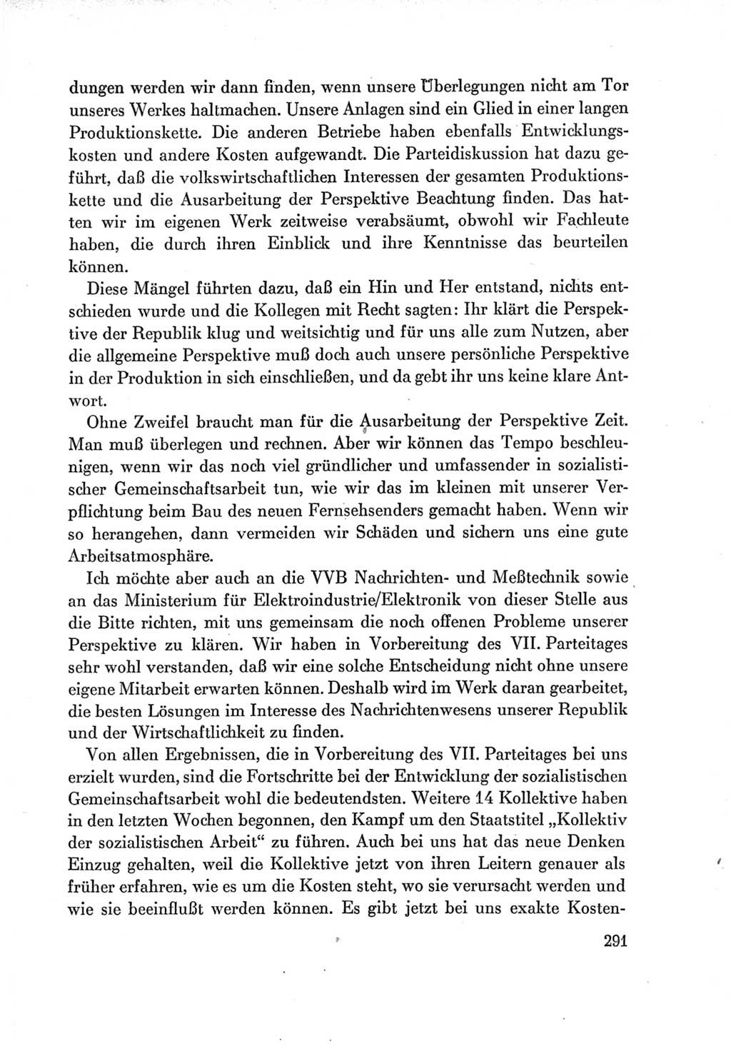 Protokoll der Verhandlungen des Ⅶ. Parteitages der Sozialistischen Einheitspartei Deutschlands (SED) [Deutsche Demokratische Republik (DDR)] 1967, Band Ⅰ, Seite 291 (Prot. Verh. Ⅶ. PT SED DDR 1967, Bd. Ⅰ, S. 291)