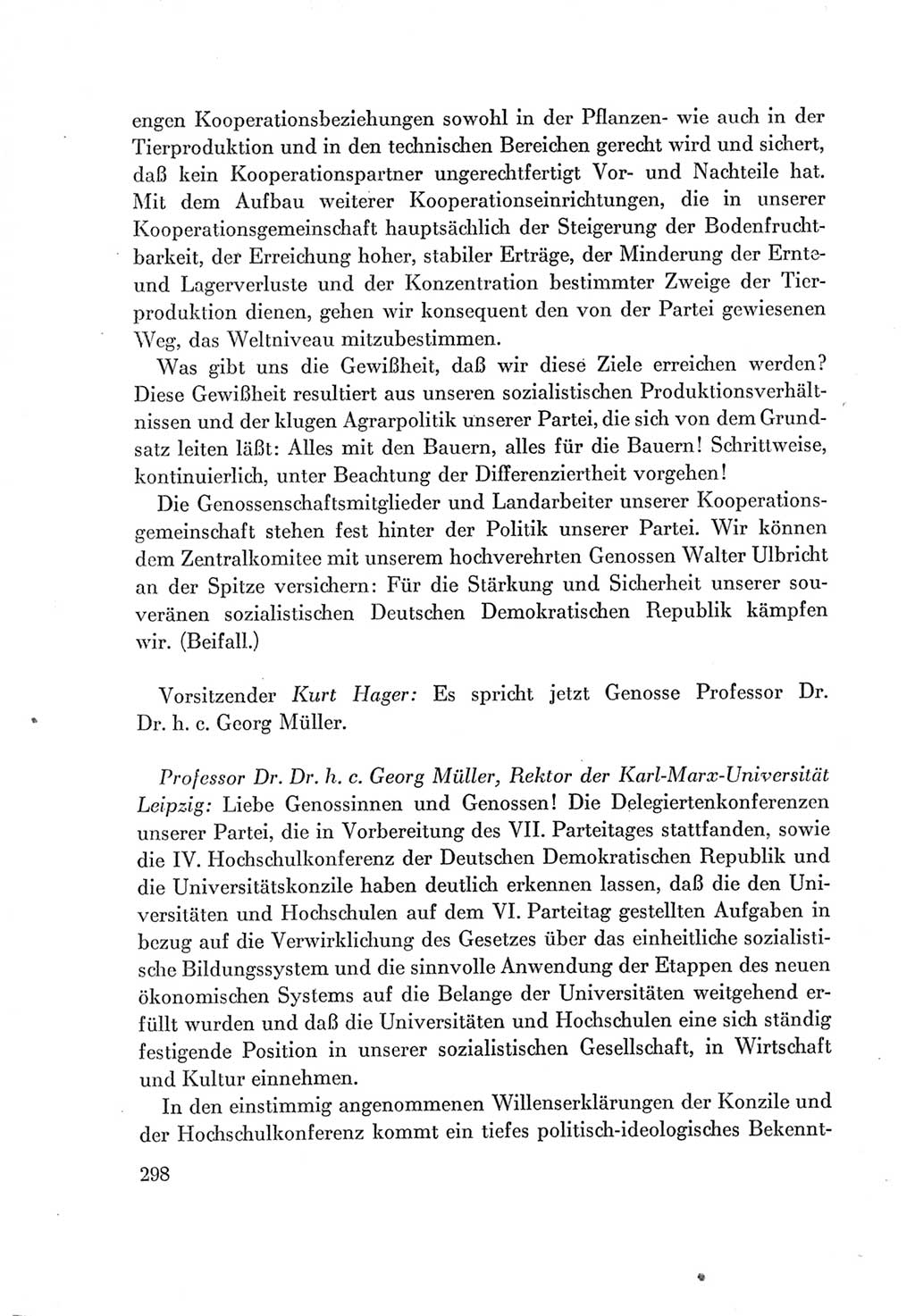 Protokoll der Verhandlungen des Ⅶ. Parteitages der Sozialistischen Einheitspartei Deutschlands (SED) [Deutsche Demokratische Republik (DDR)] 1967, Band Ⅰ, Seite 298 (Prot. Verh. Ⅶ. PT SED DDR 1967, Bd. Ⅰ, S. 298)