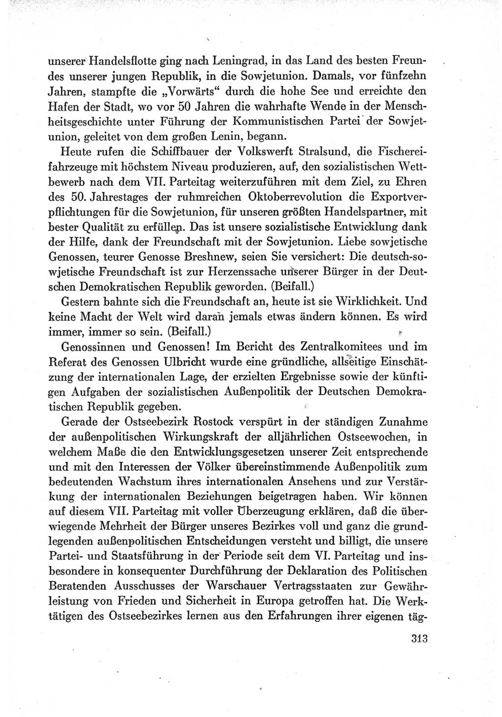 Protokoll der Verhandlungen des Ⅶ. Parteitages der Sozialistischen Einheitspartei Deutschlands (SED) [Deutsche Demokratische Republik (DDR)] 1967, Band Ⅰ, Seite 313 (Prot. Verh. Ⅶ. PT SED DDR 1967, Bd. Ⅰ, S. 313)