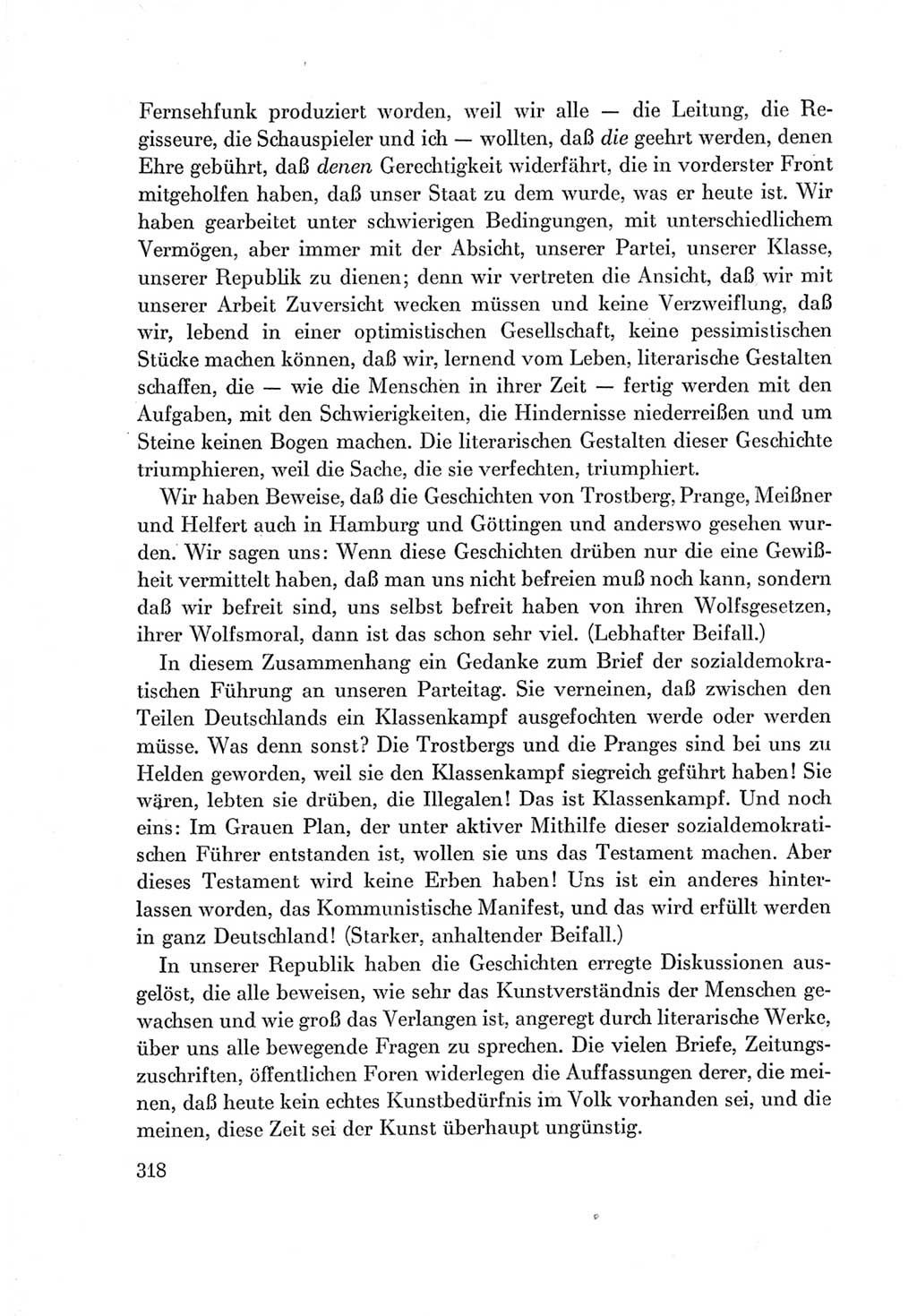 Protokoll der Verhandlungen des Ⅶ. Parteitages der Sozialistischen Einheitspartei Deutschlands (SED) [Deutsche Demokratische Republik (DDR)] 1967, Band Ⅰ, Seite 318 (Prot. Verh. Ⅶ. PT SED DDR 1967, Bd. Ⅰ, S. 318)