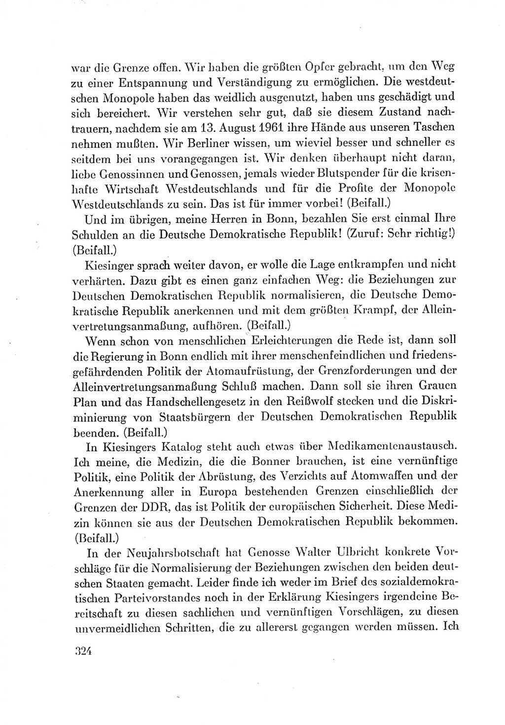 Protokoll der Verhandlungen des Ⅶ. Parteitages der Sozialistischen Einheitspartei Deutschlands (SED) [Deutsche Demokratische Republik (DDR)] 1967, Band Ⅰ, Seite 324 (Prot. Verh. Ⅶ. PT SED DDR 1967, Bd. Ⅰ, S. 324)