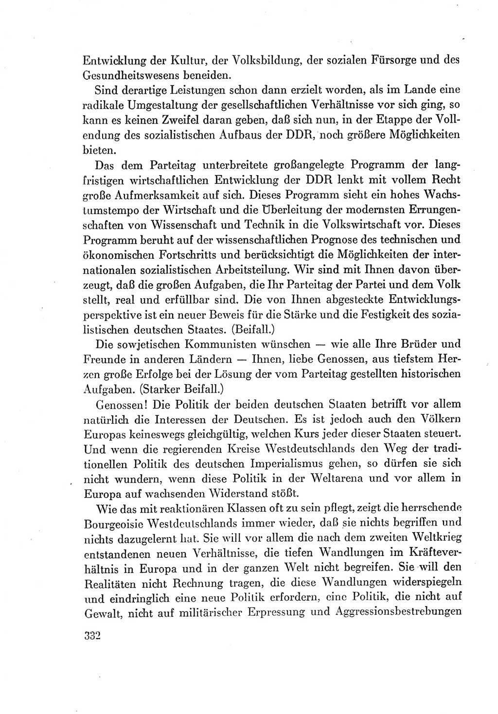 Protokoll der Verhandlungen des Ⅶ. Parteitages der Sozialistischen Einheitspartei Deutschlands (SED) [Deutsche Demokratische Republik (DDR)] 1967, Band Ⅰ, Seite 332 (Prot. Verh. Ⅶ. PT SED DDR 1967, Bd. Ⅰ, S. 332)